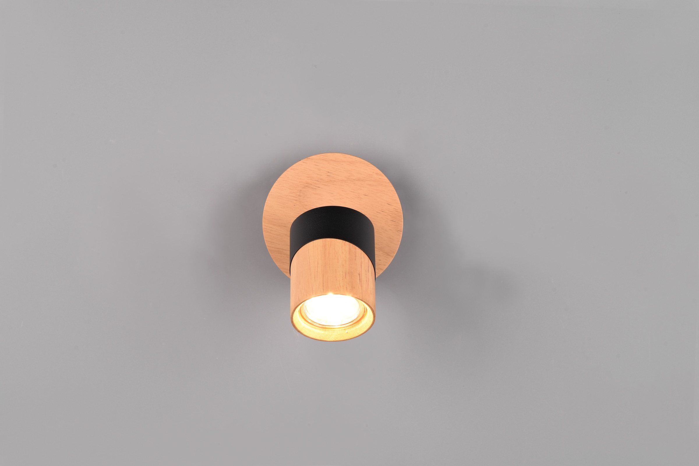 TRIO Leuchten Deckenstrahler »ARUNI, Spot 1-flammig Wandspot Deckenspot exkl 1x GU10 max 10W«, 1 flammig, Leuchtmittel GU10 | Leuchtmittel wechselbar, Wandstrahler mit ON/OFF-Schalter Materialmix Holz / Metall verstellbar