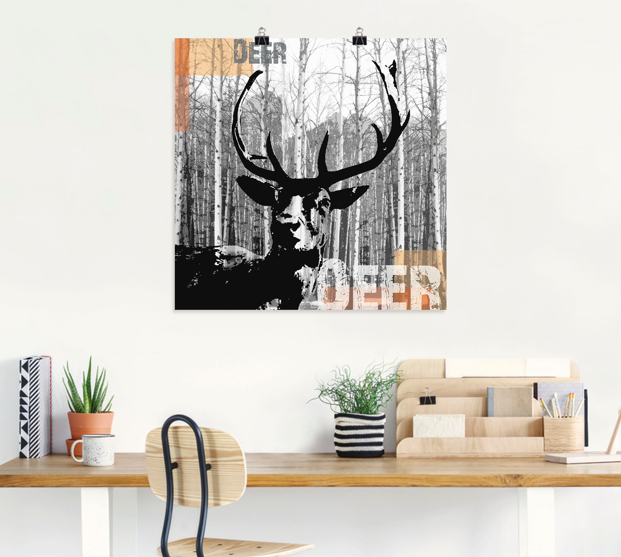 Artland Wandbild »Hirsch Collage«, Wildtiere, (1 St.), als Leinwandbild, Poster, Wandaufkleber in verschied. Größen
