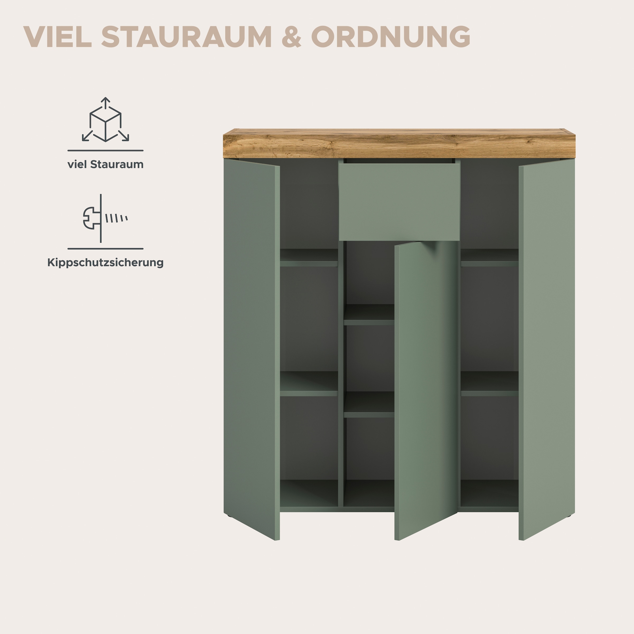 OTTO home Highboard »MAMBO, TOPSELLER!, Höhe 115 cm, in verschiedenen Farben erhältlich« 2 farbige Ausführung, in verschiedenen Farben erhältlich, 1 Stk. tlg. Kommode, Sideboard, Wohnzimmer, Schlafzimmer