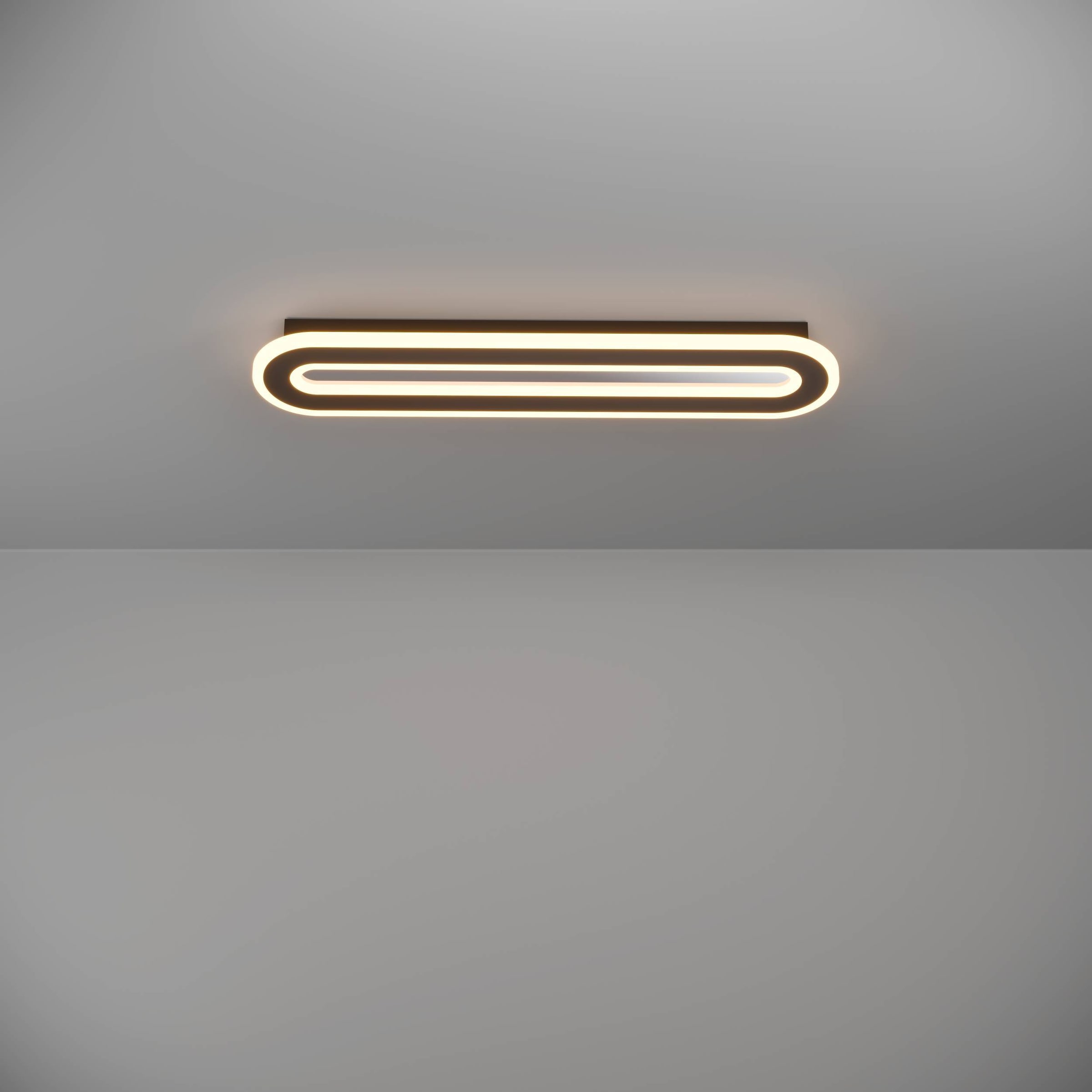 EGLO Deckenleuchte »Macchioni Deckenlampe, Küchenlampe aus Metall und Kusntoff, Lampe« LED-Modul 1 Stk. Kaltweiß | Neutralweiß | Warmweiß Wand-/Deckenleuchte - L55 x B12 x H4,5 cm - schwarz, weiß - 20W inkl.