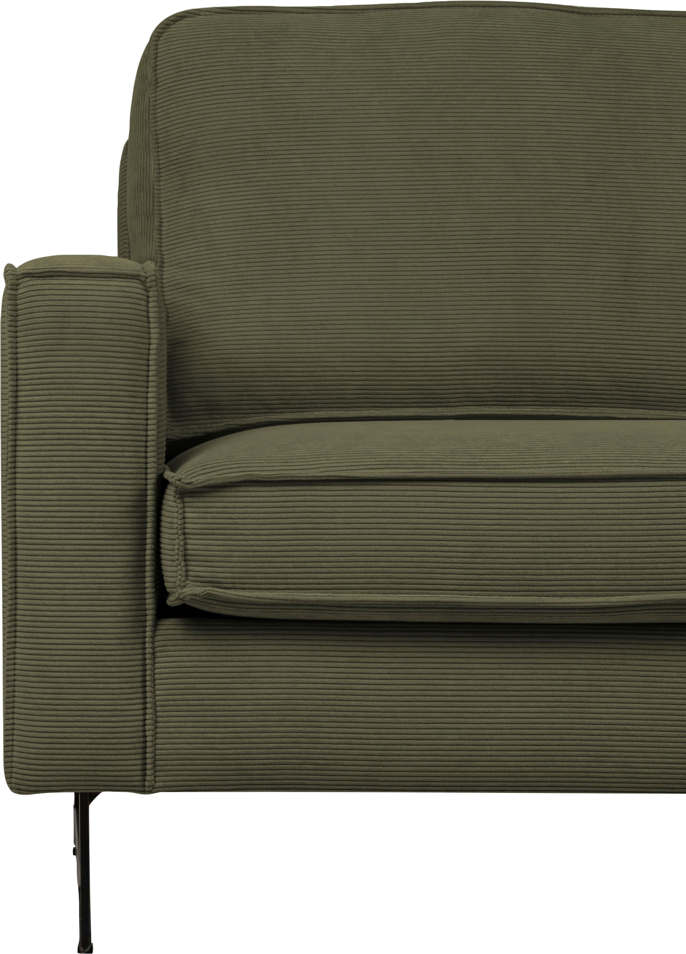 Home affaire Ecksofa »Pinto, 290 cm, Cord, Chenille, Lederoptik, Ottomane links / rechts« mit Keder, schwarze Metallfüße, Wellenunterfederung