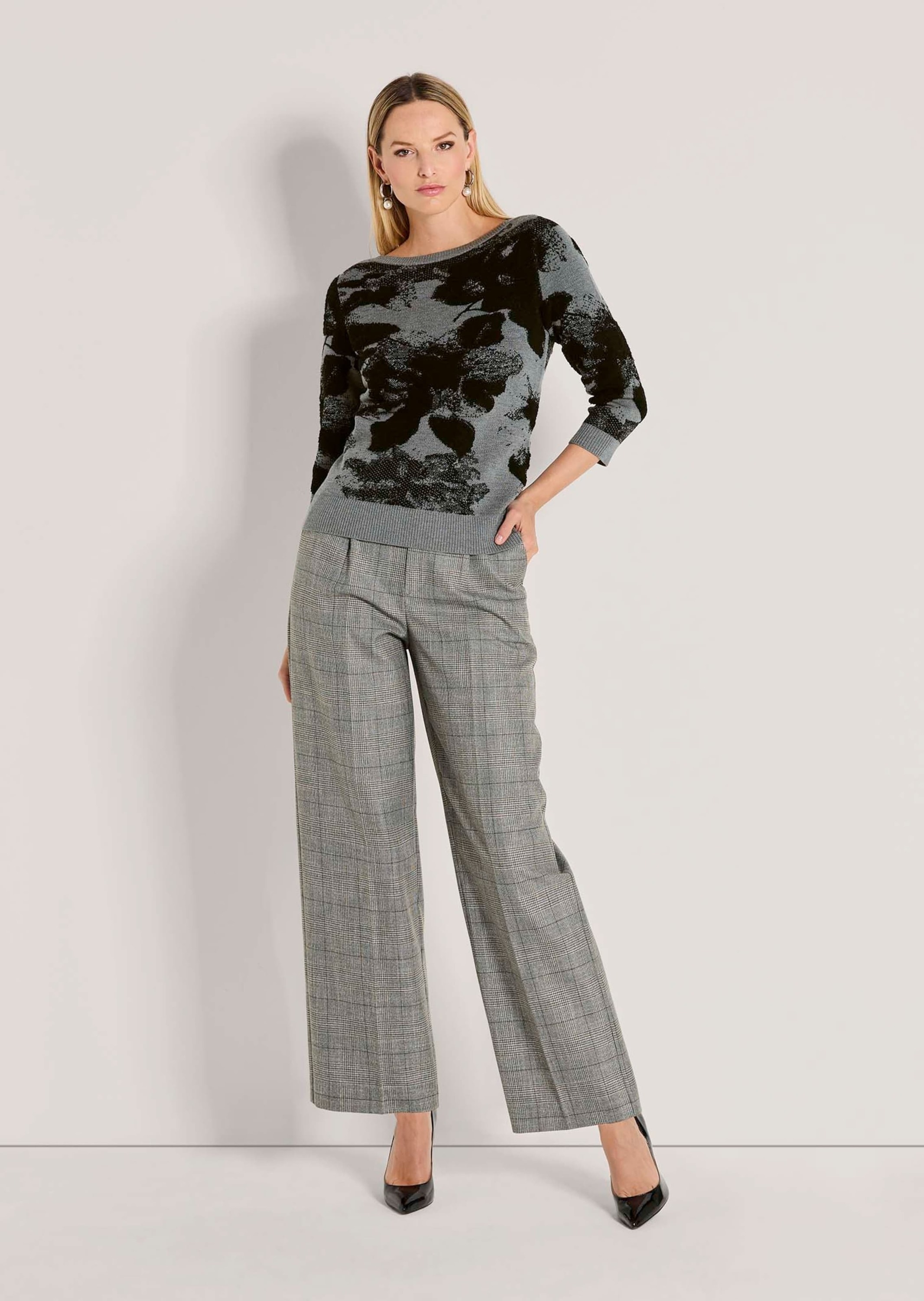 MADELEINE Longpullover »Jacquardpullover Strickpullover mit U-Boot-Ausschnitt« Modischer Jacquardpullover aus soften Garnen