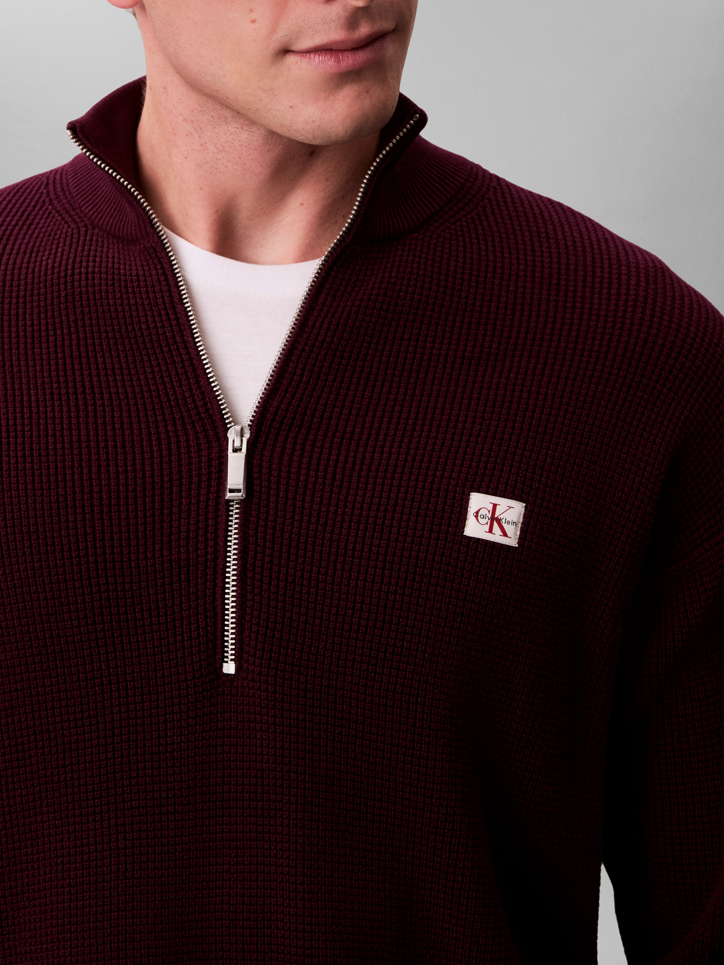 Calvin Klein Jeans Strickpullover Troyerkragen mit Reißverschluss, Regular Fit