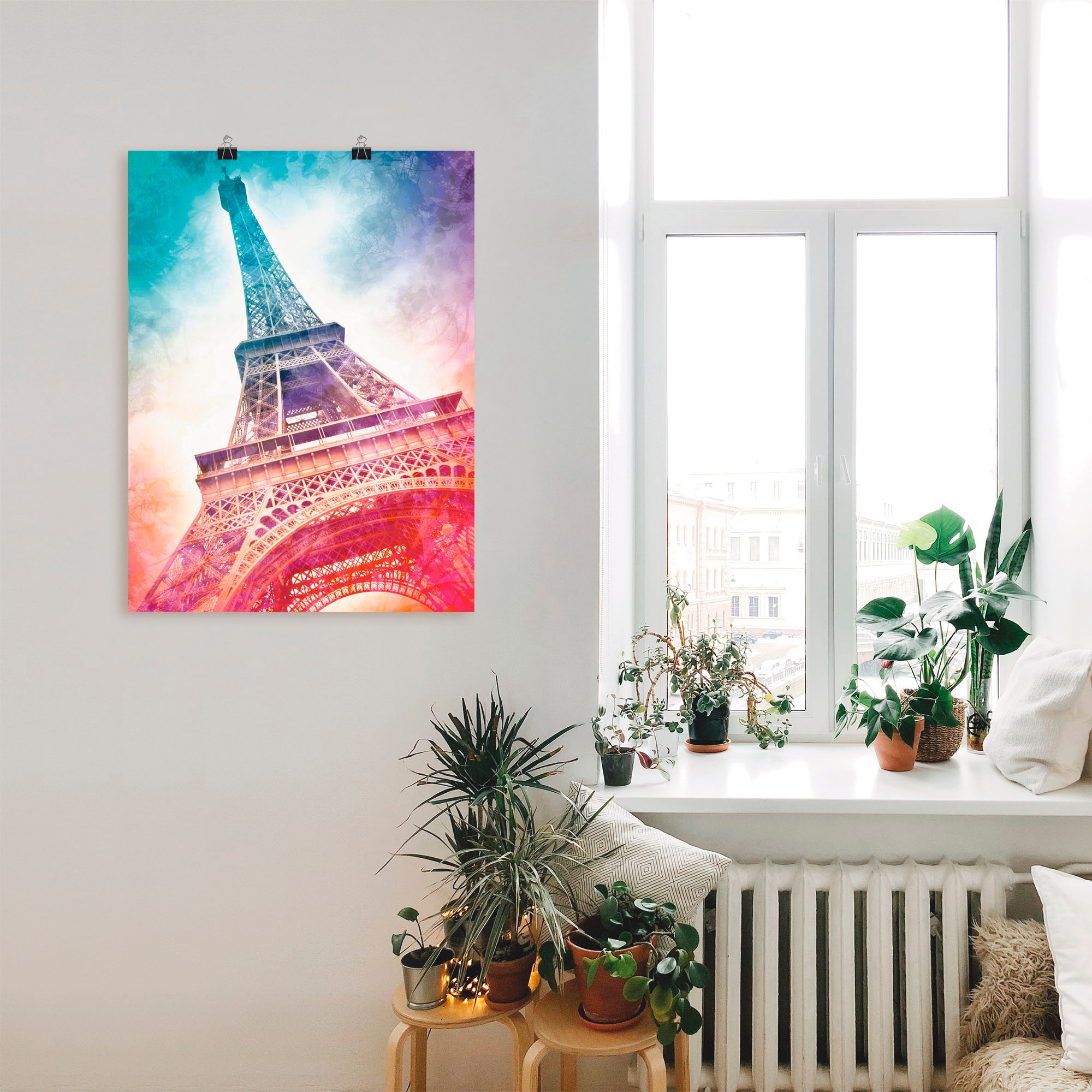 Artland Poster »Paris Eiffelturm II«, Gebäude, (1 St.), als Alubild, Leinwandbild, Wandaufkleber oder Poster in versch. Größen
