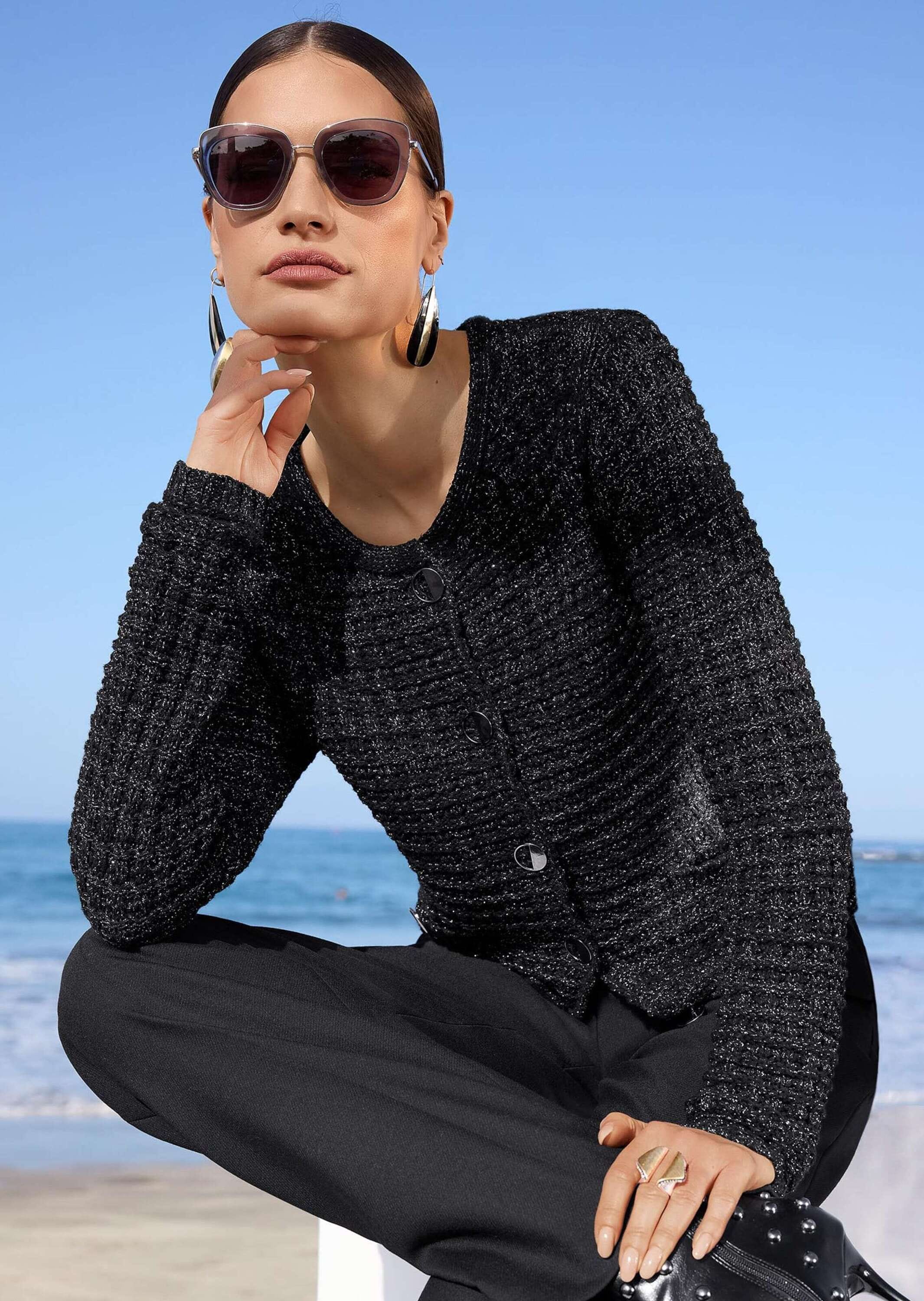 MADELEINE Strickjacke »Strickjacke Grobstrick-Cardigan mit Glanzgarn«