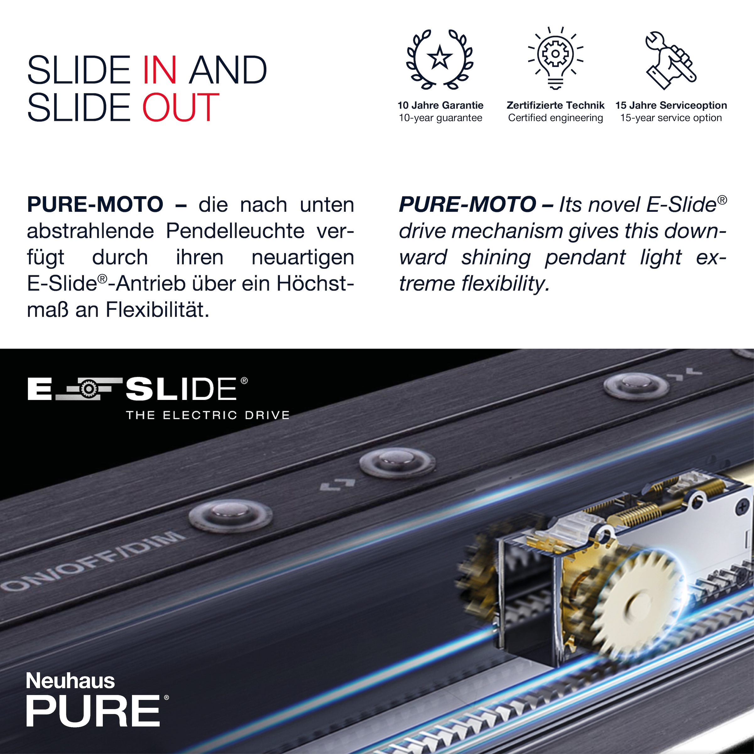 Neuhaus PURE LED Pendelleuchte »PURE Moto« LED-Board 1 Stk. warmweiß - kaltweiß e-SLIDE® Funktion, CCT, dimmbar, Fernbedienung