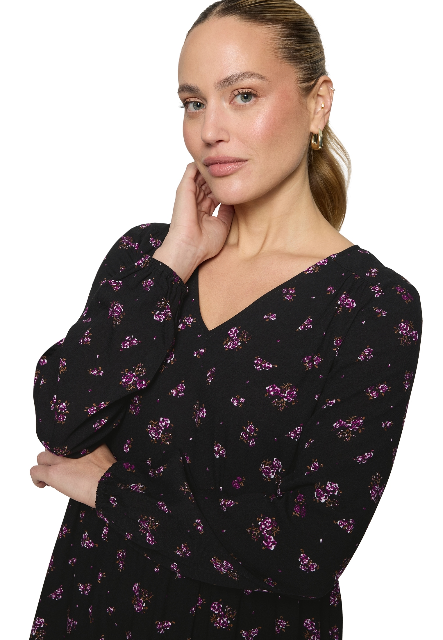 Zero Midikleid »Blusenkleid mit Blumen«