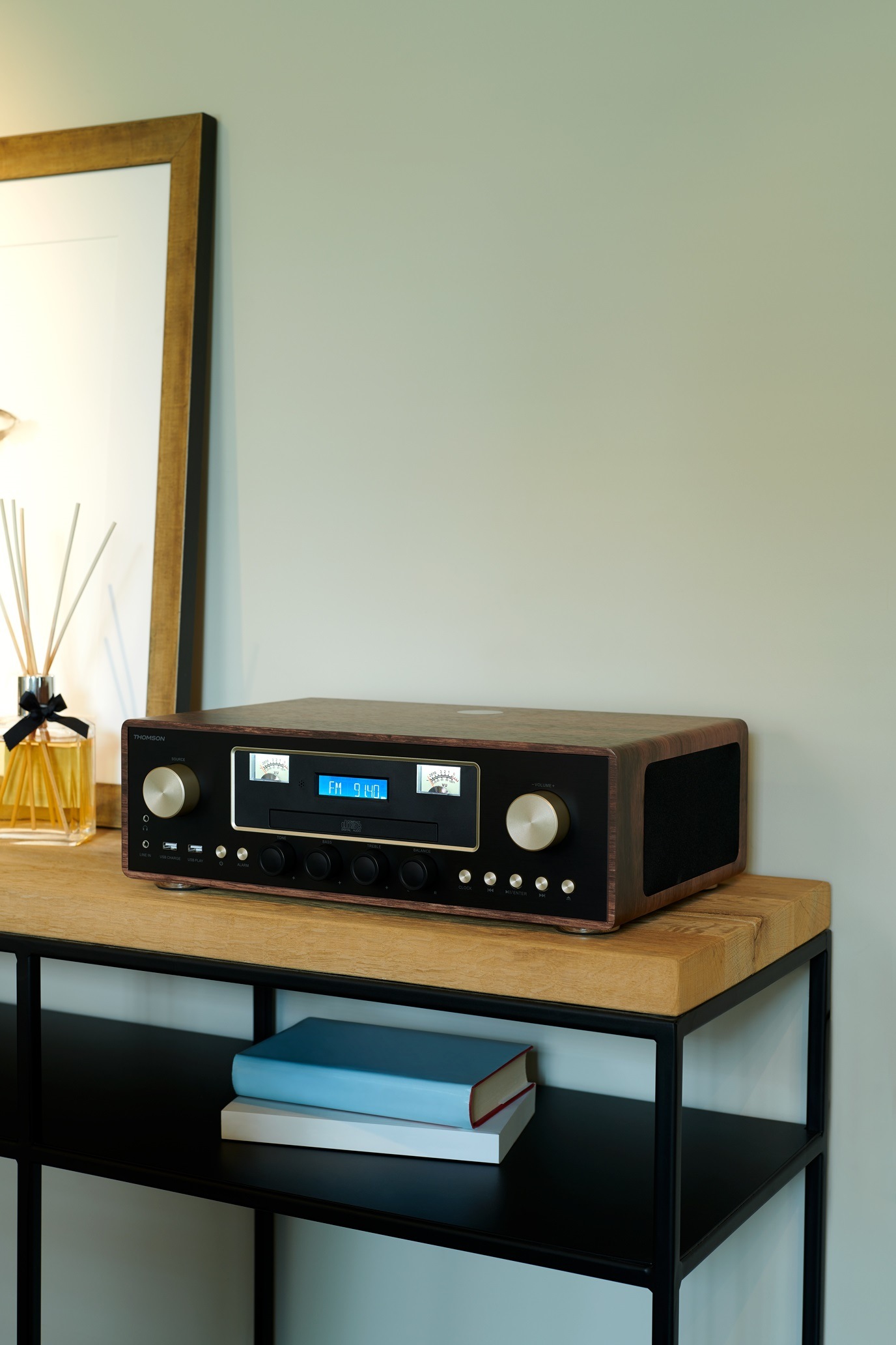 Thomson Kompaktanlage »MIC256IDABBT schwarz/braun, Bluetooth, DC, 75 Watt«, Displaybeleuchtung-UKW Radio-USB-Audiowiedergabe-MP3-Konvertierung, DAB+, Induktion Charging