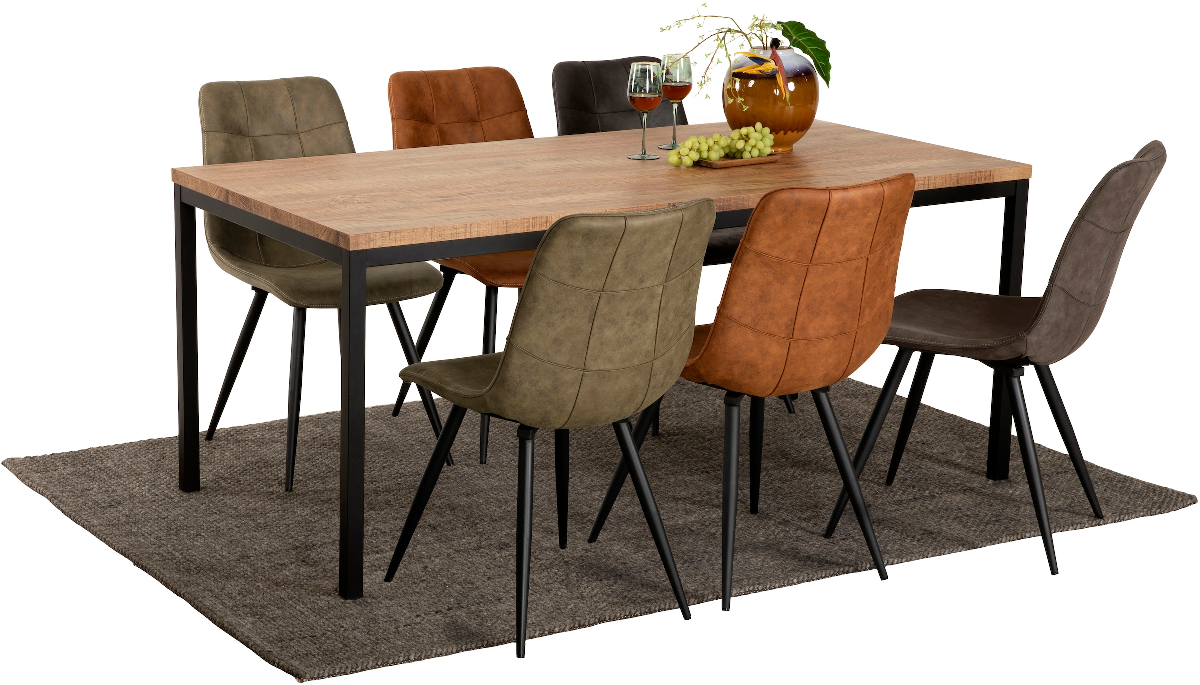 OMG Design Esszimmerstuhl »Peak«, (Set), 1 St., Stoff, moderne Sitzschale in Microfaser Lederoptik