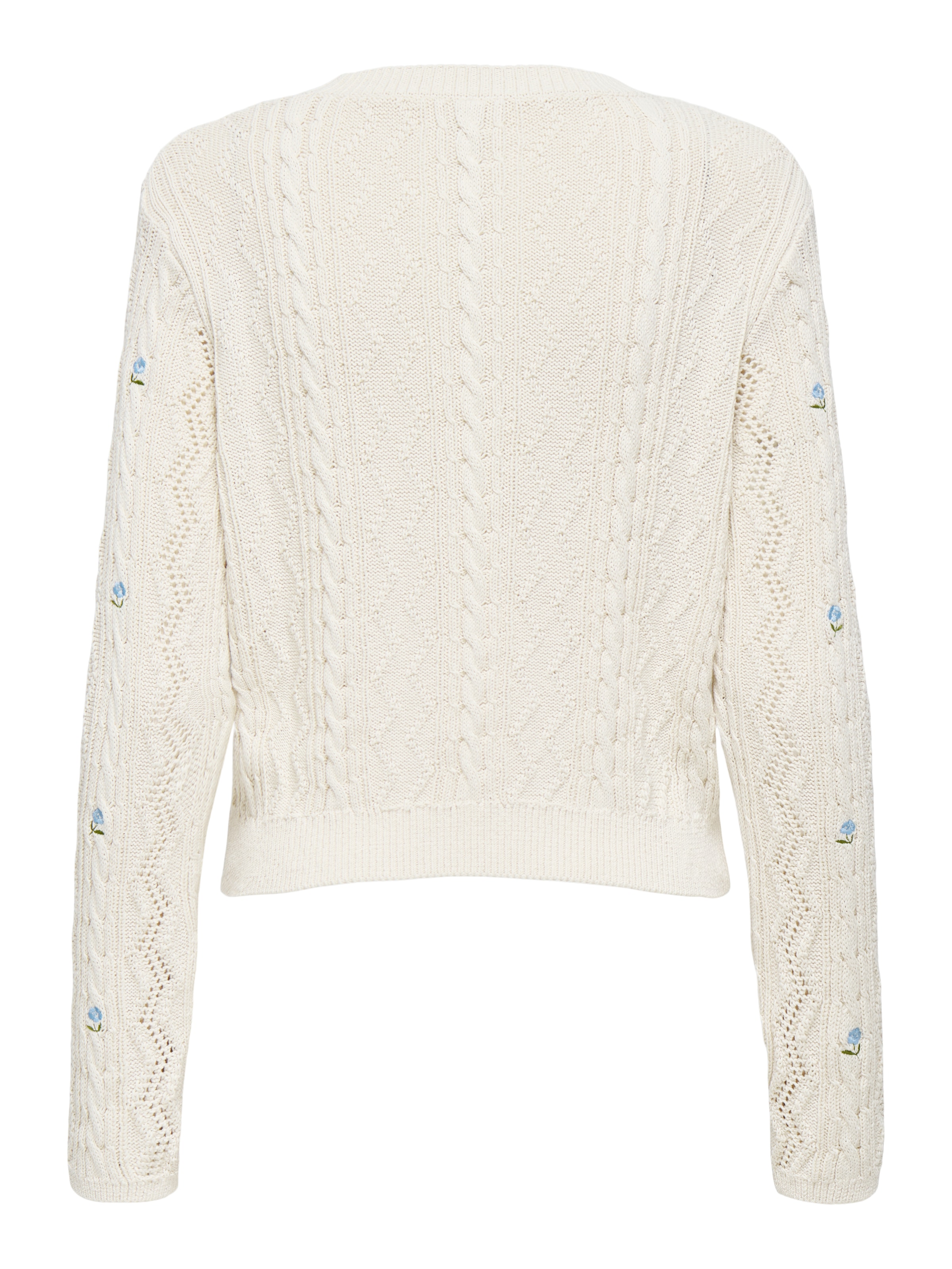 ONLY Rundhalspullover »ONLRITA LIFE LS EMBR CABLE KNT NOOS« mit Schleifen Stickerei