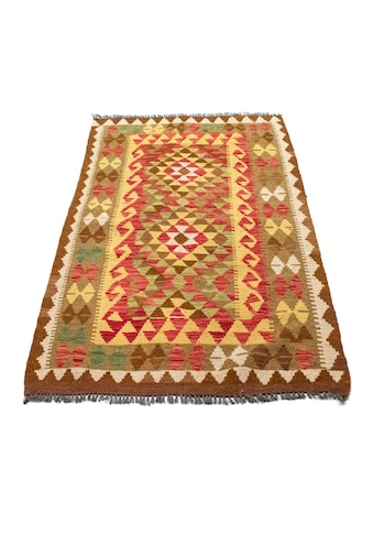 Wollteppich »Kelim Afghan Teppich handgewebt braun«, rechteckig