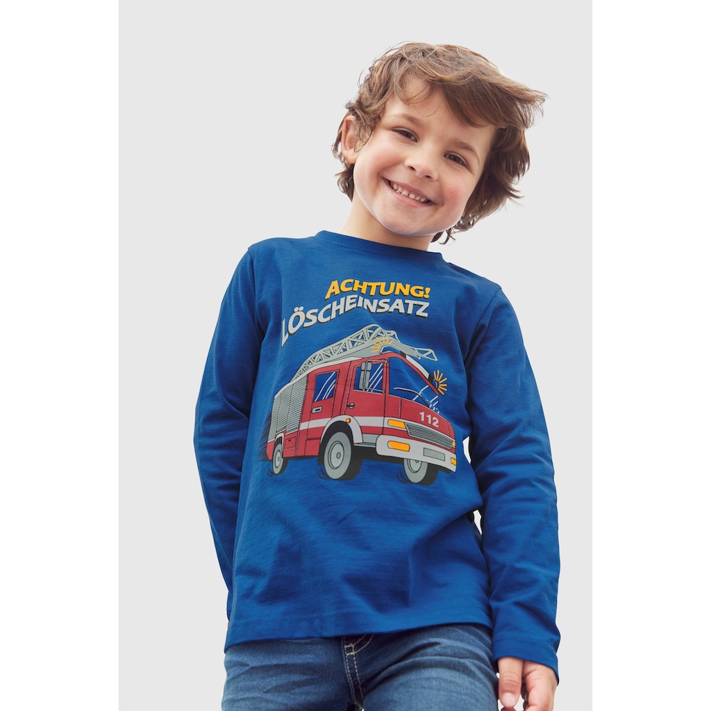 KIDSWORLD Langarmshirt »ACHTUNG LÖSCHEINSATZ«, Feuerwehr