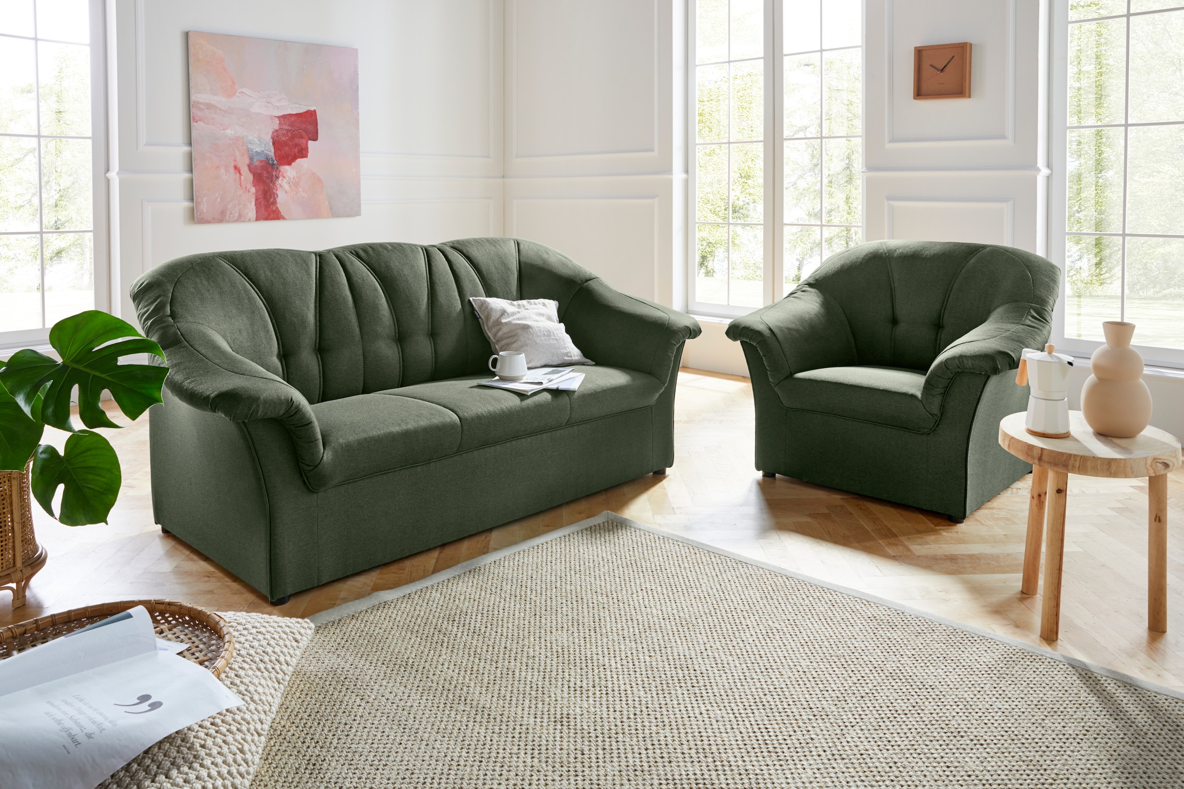 DOMO collection Polstergarnitur »Pegnitz zeitlos und elegant« Set,  Sessel und 3-Sitzer