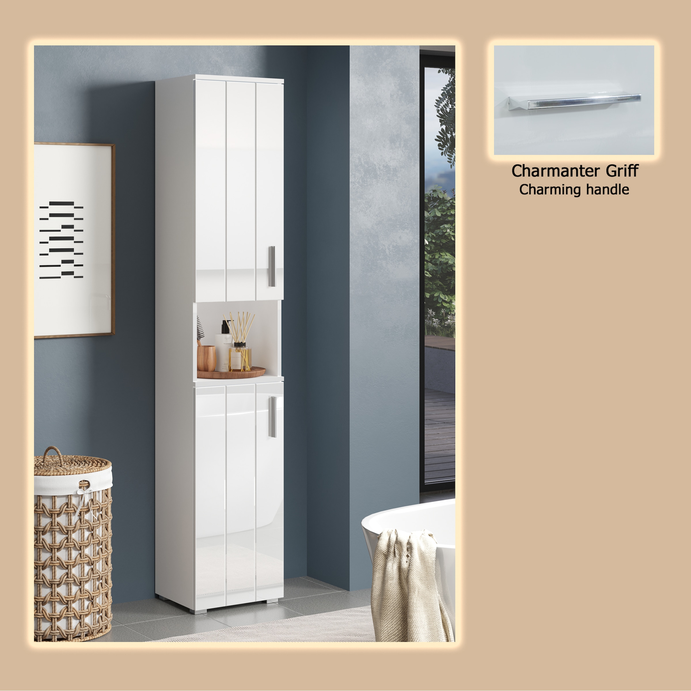 welltime Hochschrank »Prag«, (1 St.), Hochschrank mit 2 Türen & 1 Fach - (B/T/H) 37/31/192 cm