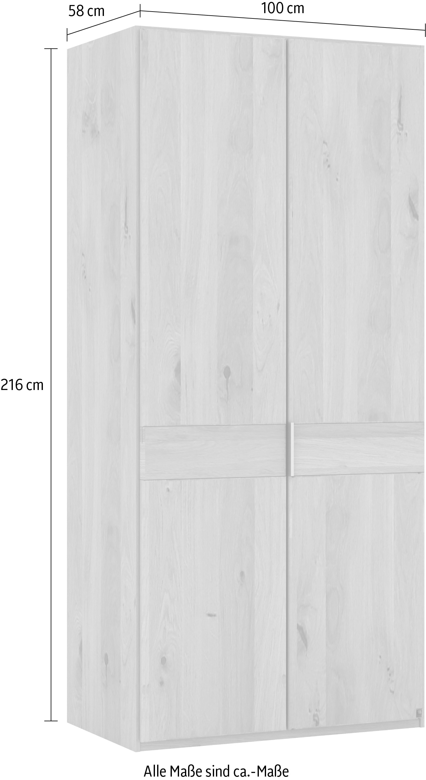 Musterring Kleiderschrank »Savona, Kleiderschrank, Schrank, Garderobe, teilmassiv Eiche« mit Türdämpfern, in 5 Breiten & 2 Höhen, extra Böden, MADE IN GERMANY,  Türen in Bianco-Eiche massiv, mit Querriegel, verschiedene Größen