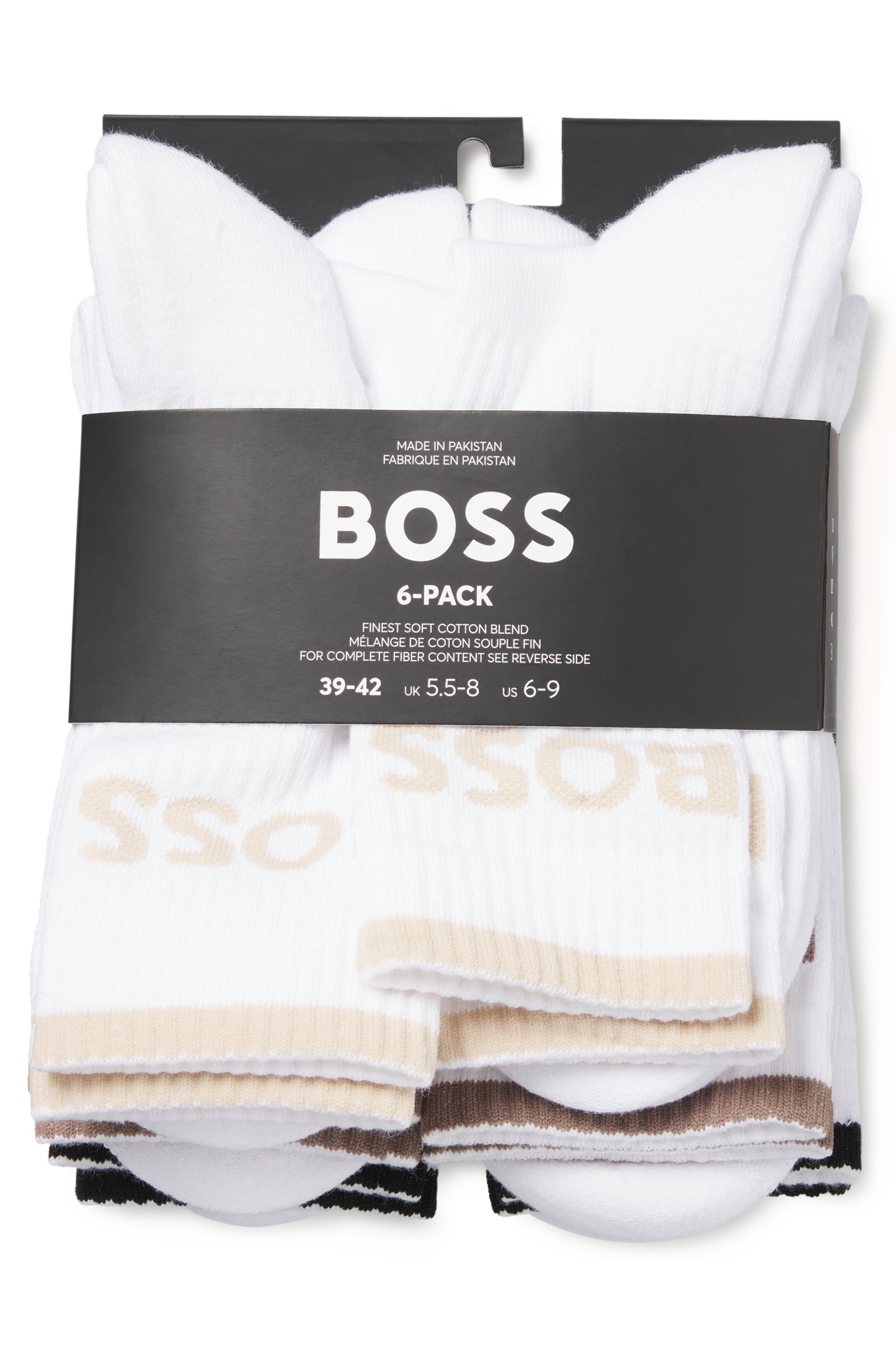 BOSS Businesssocken »6P QS Stripe CC«, (Packung, 6 Paar, 6er), mit BOSS Schriftzug