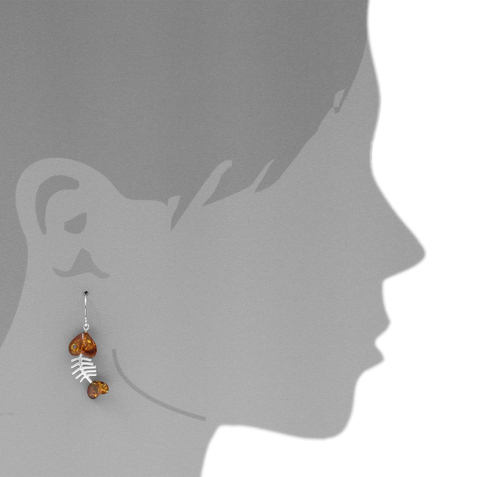 OSTSEE-SCHMUCK Paar Ohrhänger »- Fisch 30 mm - Silber 925/000 - Bernstein«