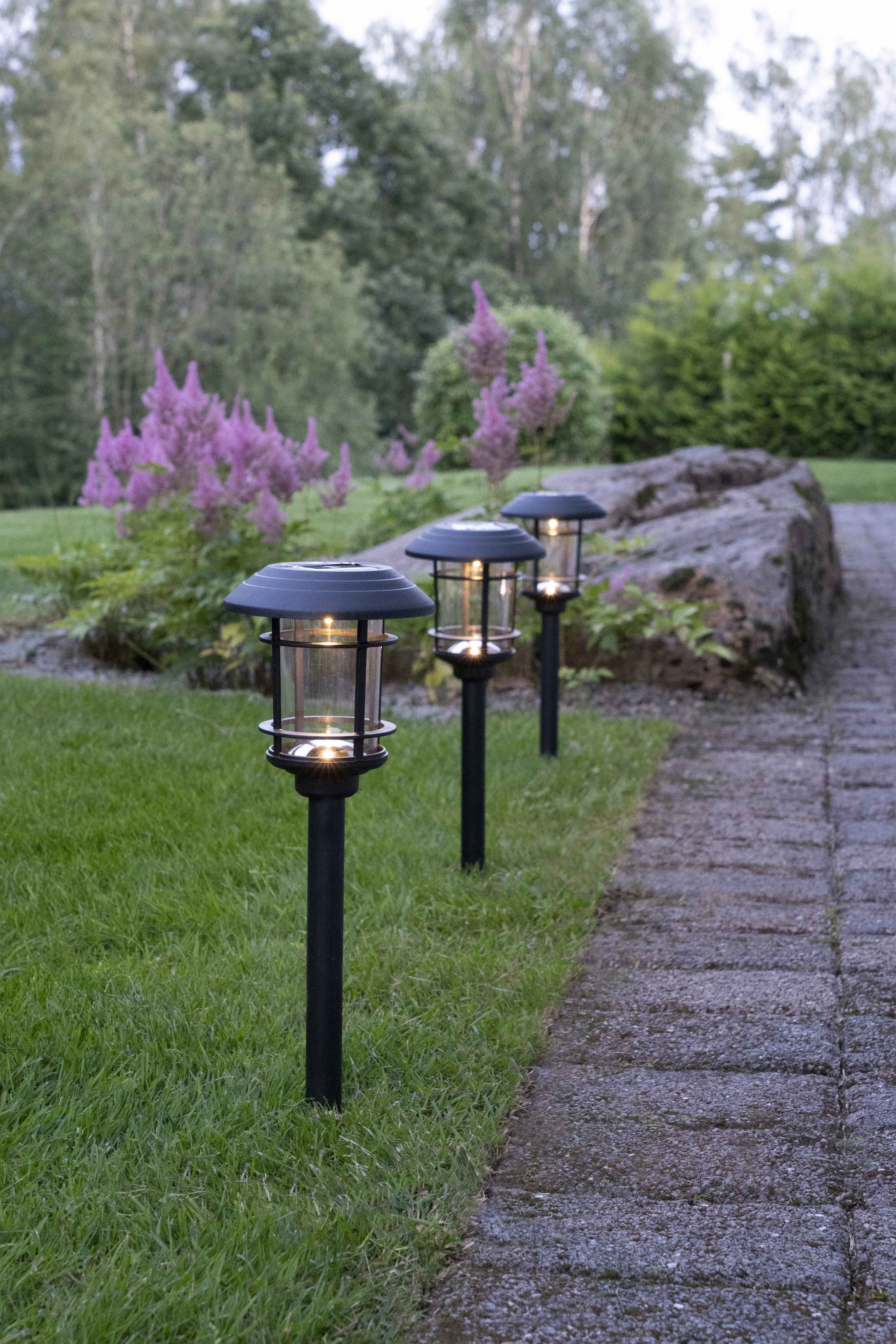 Parforce Traditional Hunting LED Solarleuchte »Solar-Wegleuchte Fride« LED-Board 3 Stk. Warmweiß 3er-Set, Dämmerungssensor, Bollard-Optik