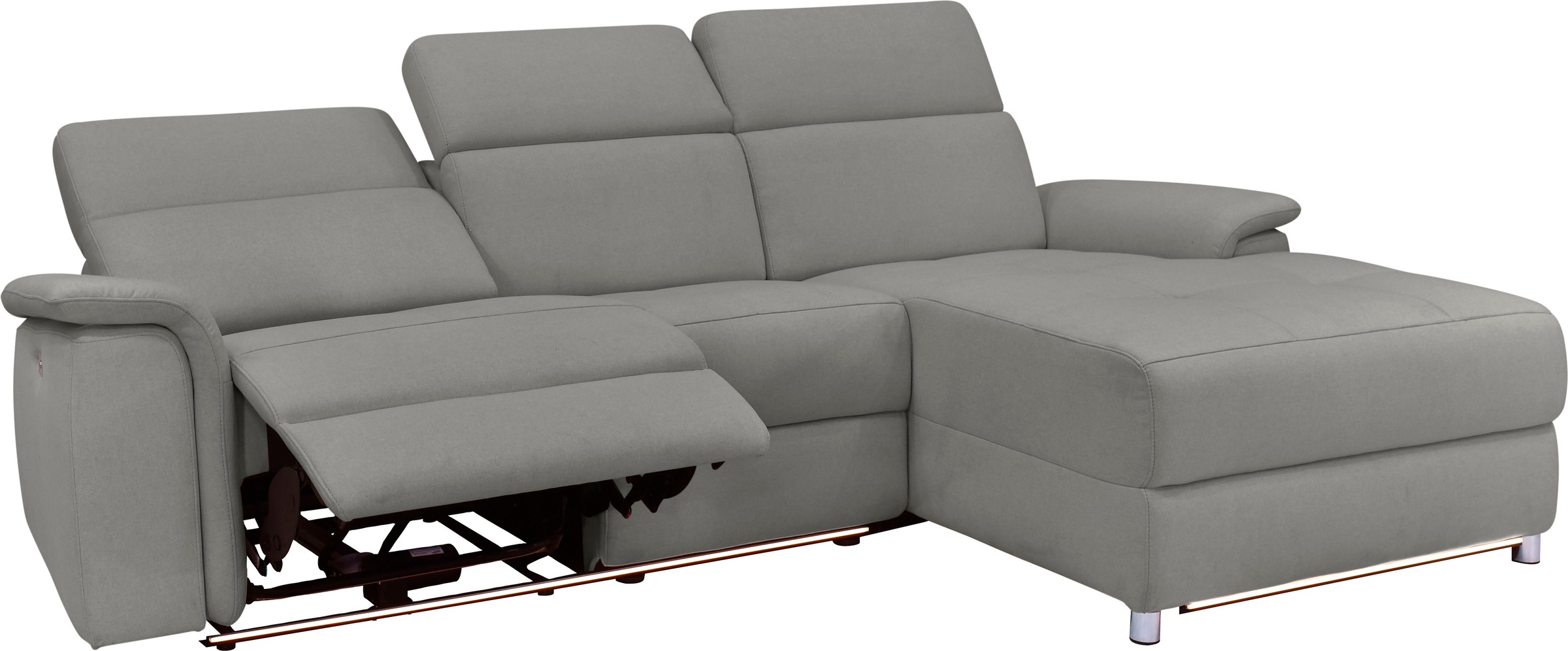 Places of Style Ecksofa »Pareli, L-Form, 259cm,m. Recamiere, Echtleder, Kunstleder, Webstoff«, man. o. elektr. Relaxfunktion, USB/Kopfteilverstellg u. LED