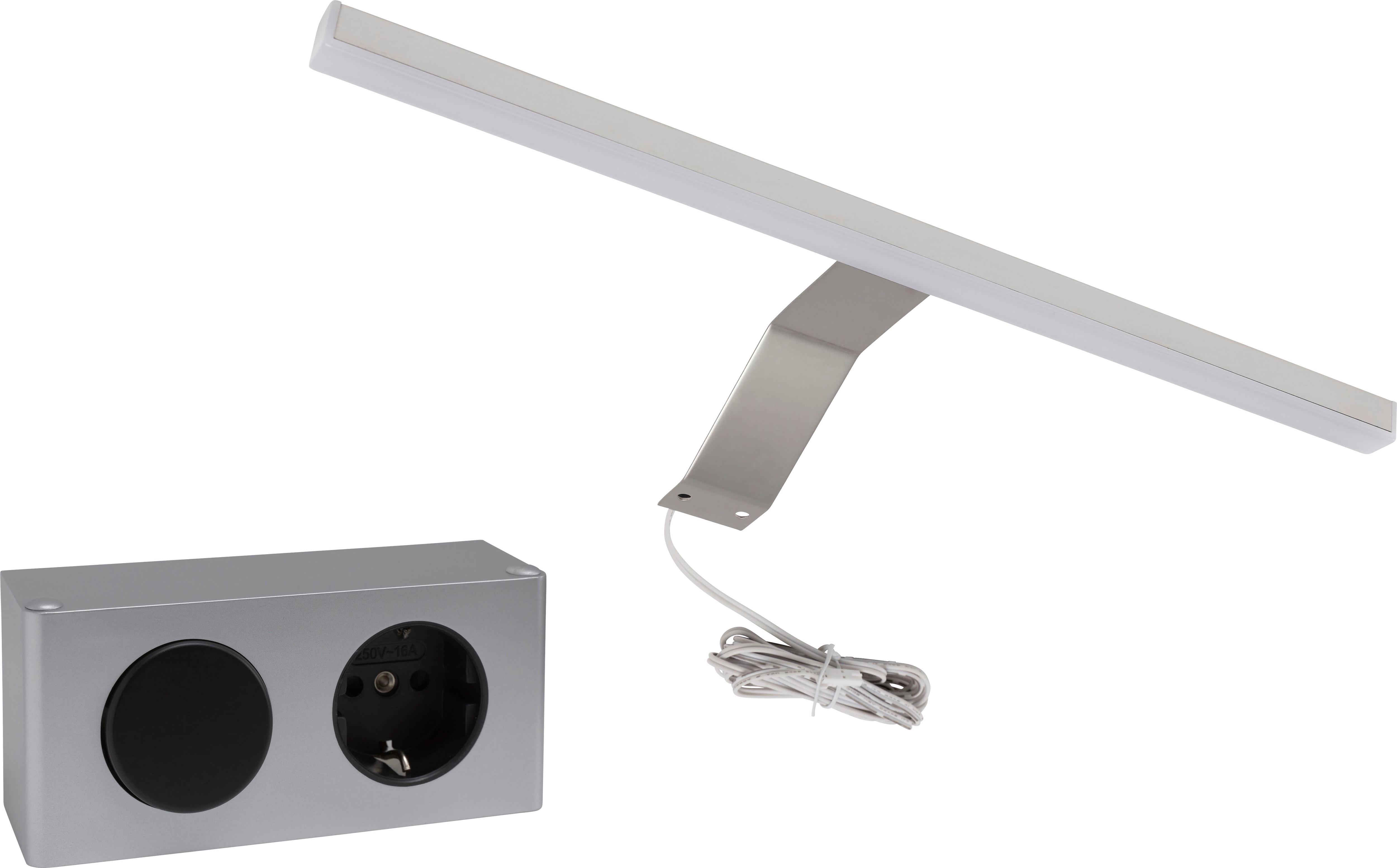 Welltime Aufbauleuchte »Lucio« LED-Modul Warmweiß Spiegelschrank Aufsatzleuchte in silberfarben, Größe Höhe: 4 cm