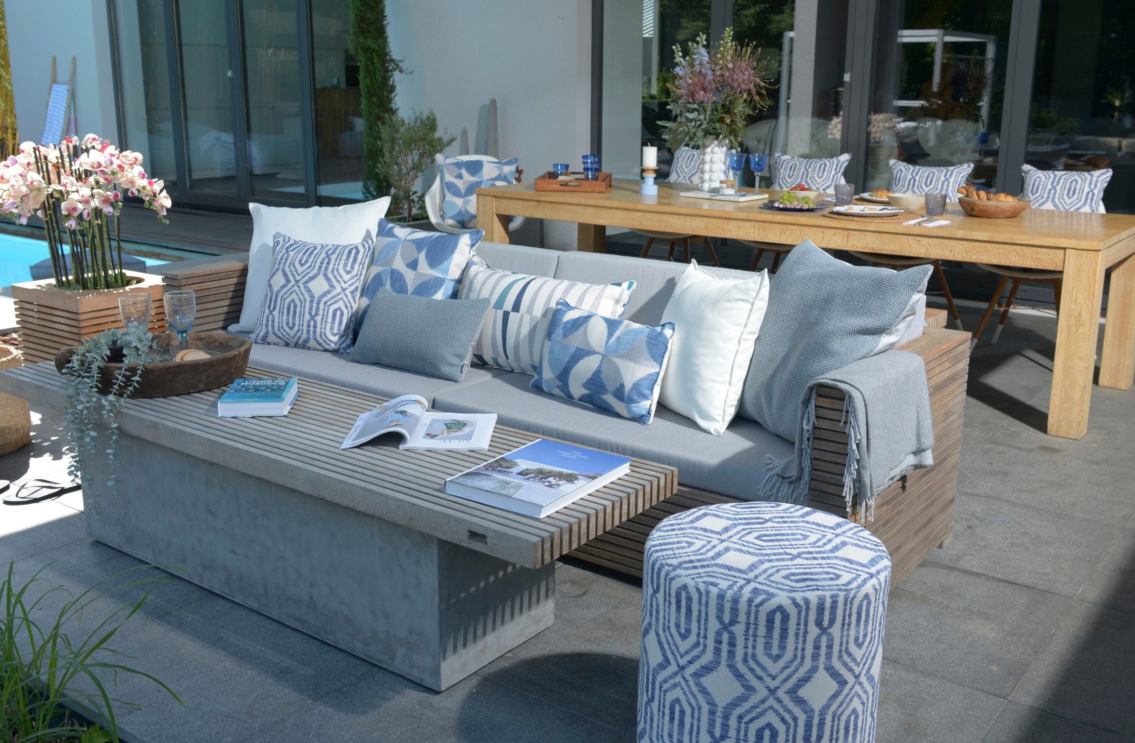 H.O.C.K. Dekokissen »Marbella« Outdoor, Batik-Look, schmutz-& wasserabweisend, mit Reißverschluss