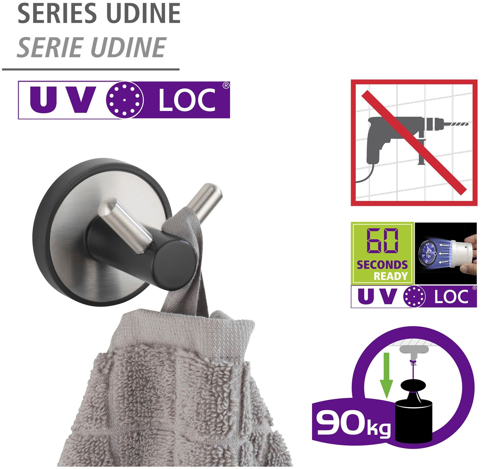 WENKO Doppelhaken »UV-Loc® Udine«, ohne Bohren