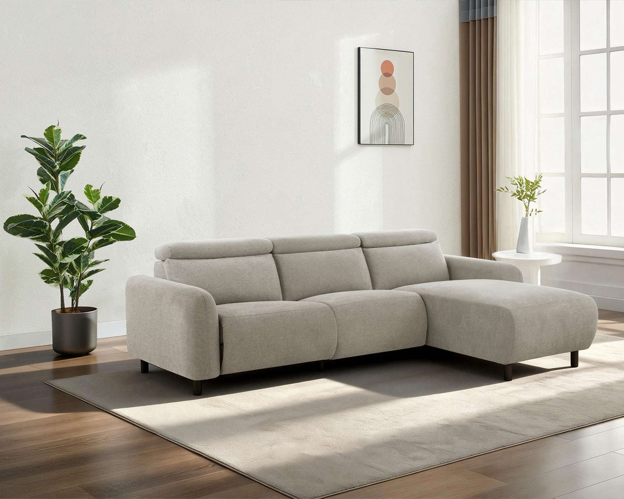 OTTO home Ecksofa »SKAANE Struktur, L-Form, 274 cm, manuelle/elektrische Relaxfunktion,« 274 cm, mit Kopfteilverstellung und man. oder elektr. Relaxfunktion