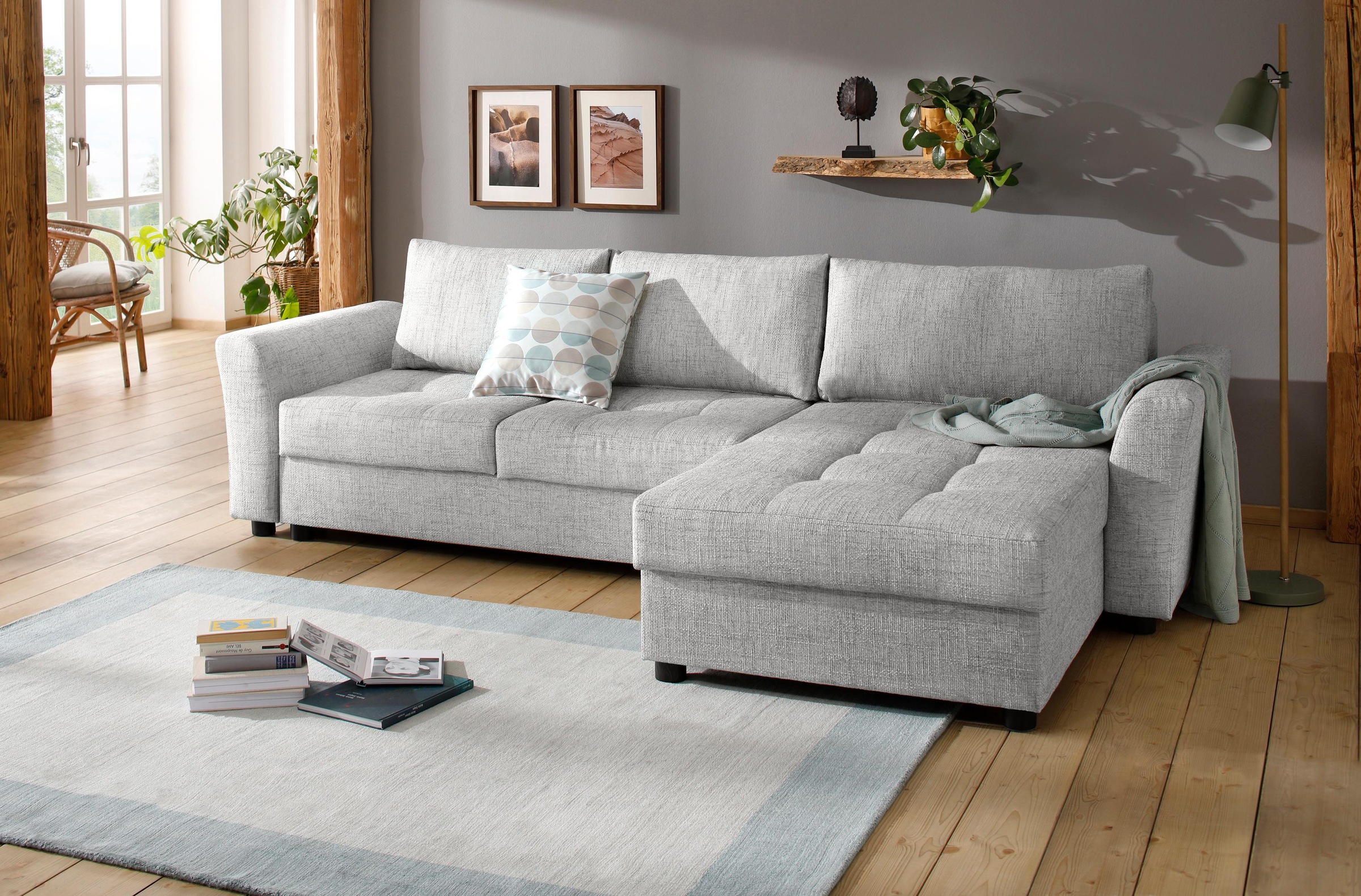 Home affaire Ecksofa »Torben L-Form«, inkl. Bettfunktion und Bettkasten, mit Federkern