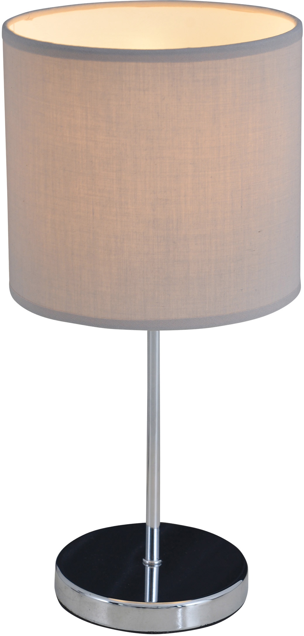 näve Tischleuchte »New York«, 1 flammig, Leuchtmittel E27 | ohne Leuchtmittel, Höhe 38,5cm Ø 18,5cm excl. 1x E27/max. 40W Schirm grau Gestell chrom