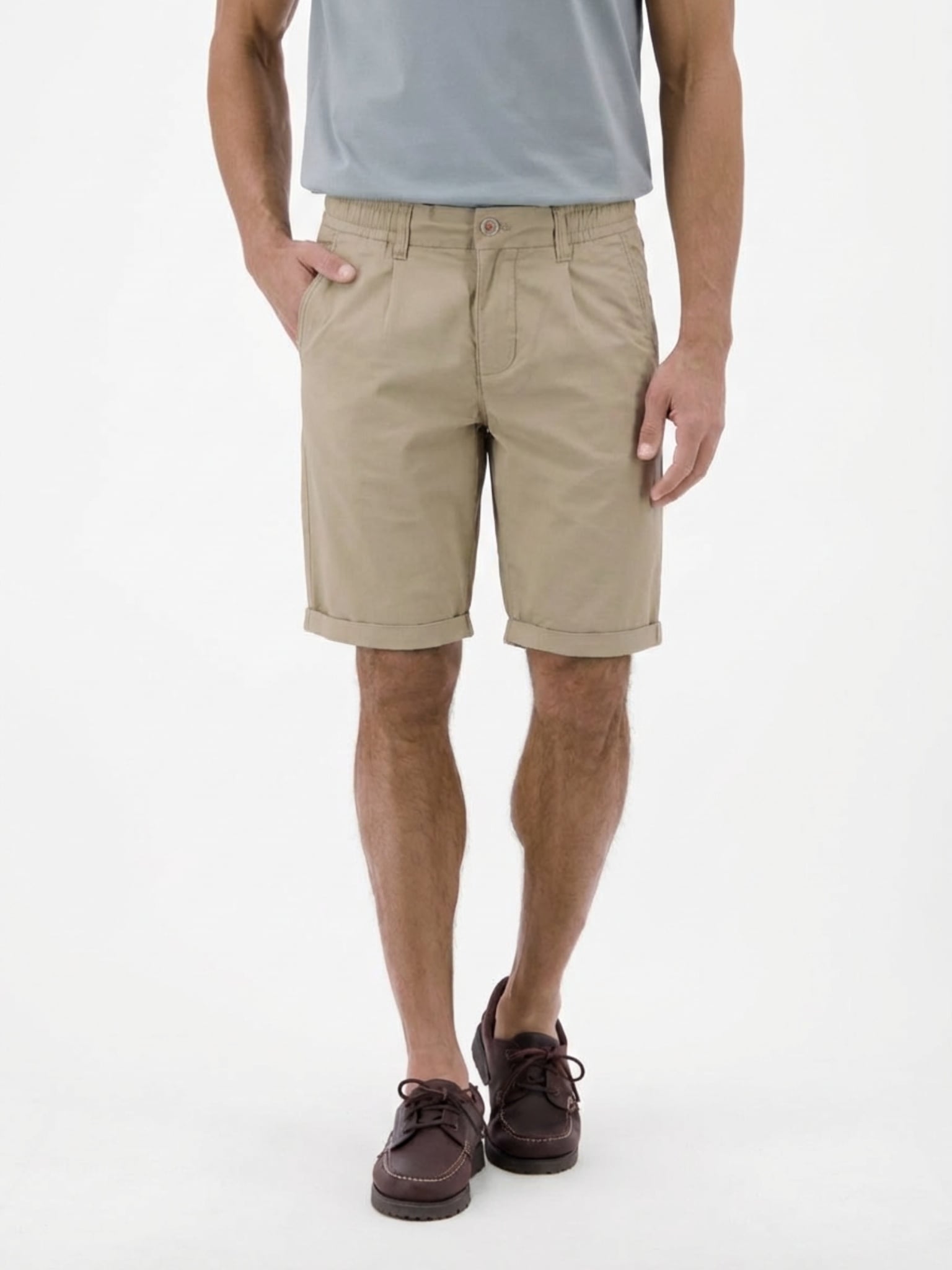 LERROS Chinoshorts  mit Bindeband und Aufschlag am Bein