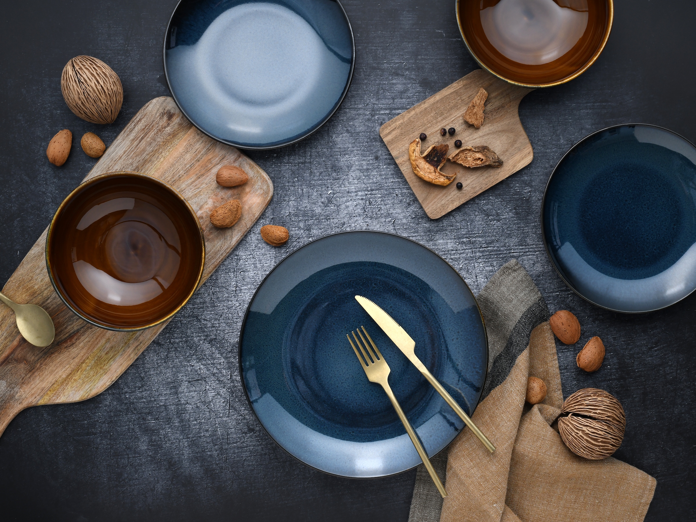 CreaTable Teller-Set »Mallorca, Tellerset 12-tlg« Spezialglasur mit Vintage Außenrand