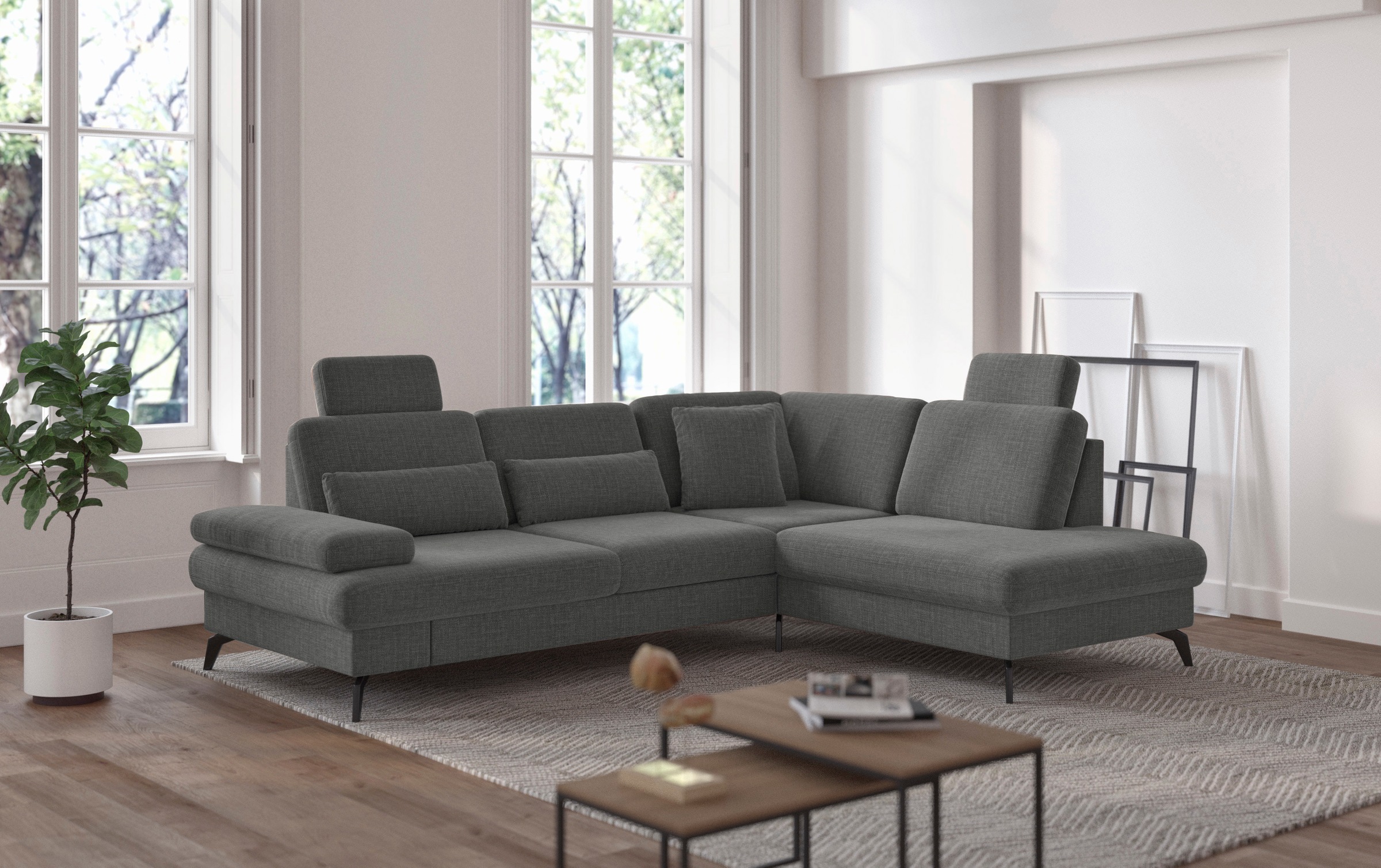 sit&more Ecksofa »Morris L-Form, inkl. Sitztiefenverstellung«, wahlweise mit Armteilverstellung, Bettfunktion & Bettkasten