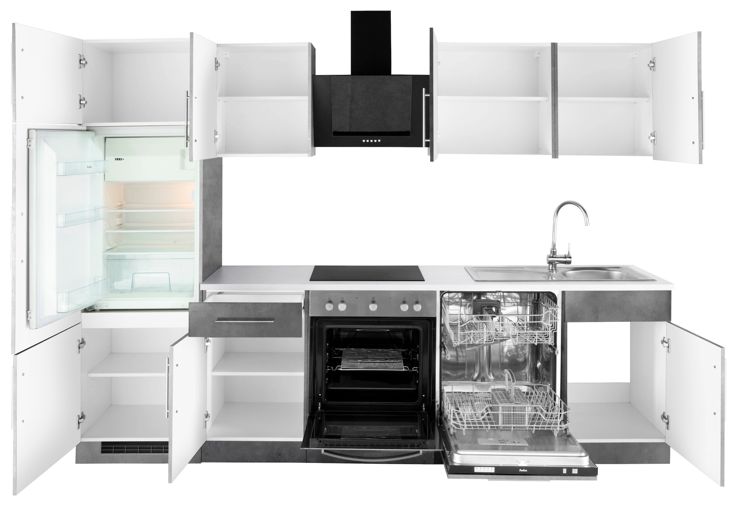 wiho Küchen Küchenzeile »Cali« mit E-Geräten, Breite 280 cm