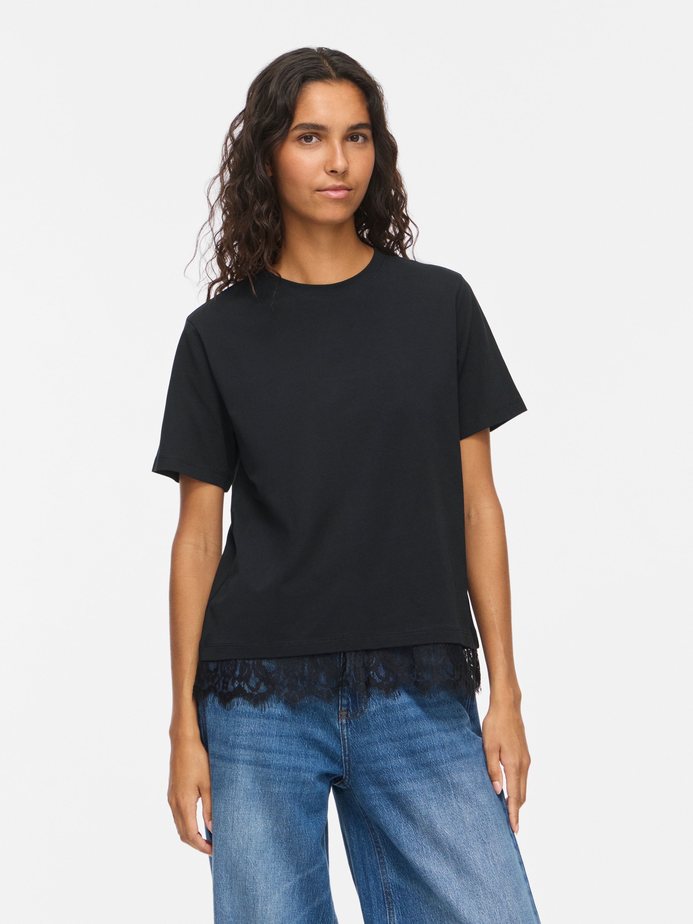 Vila T-Shirt »VINORA S/S LACE T-SHIRT - NOOS« Baumwollmischung,