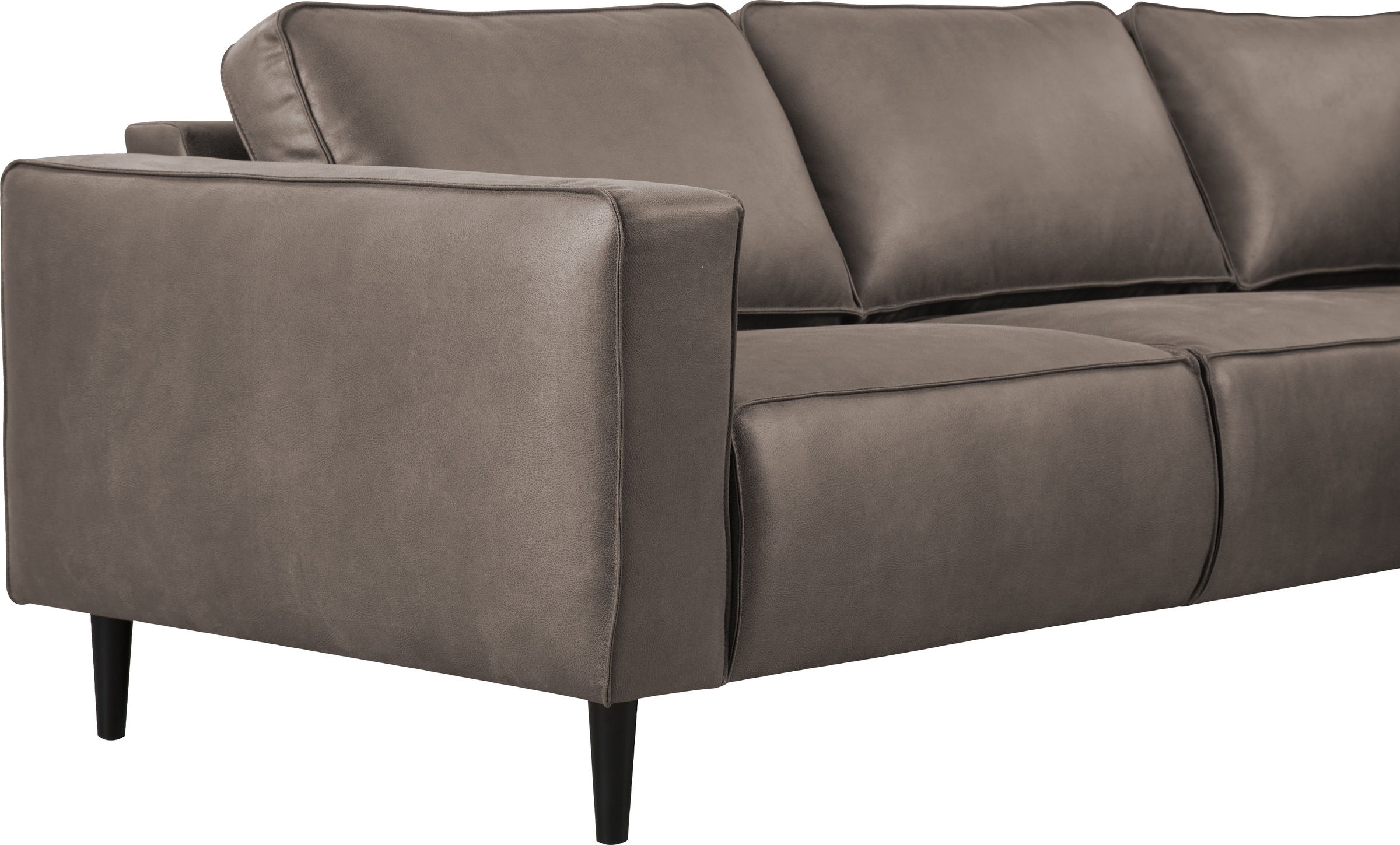 Places of Style Ecksofa »Fumone, Lederoptik oder Soft-Touch Chenille«, Breite 260, mit schwarzen Massivholzfüßen