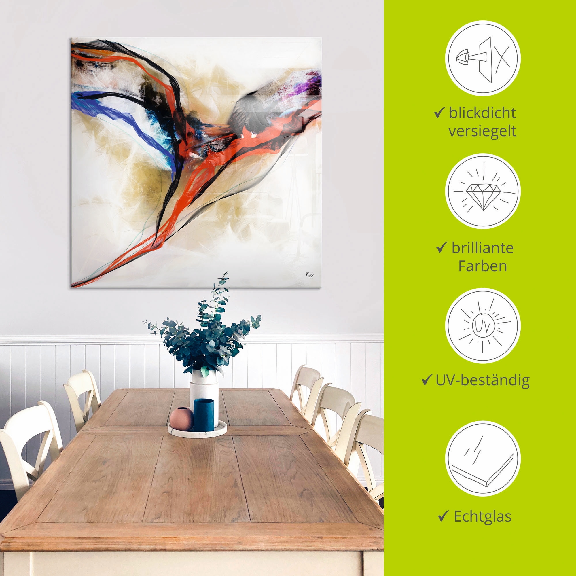 Artland Glasbild »Engel - abstrakt I«, Muster, (1 St.), in verschiedenen Größen