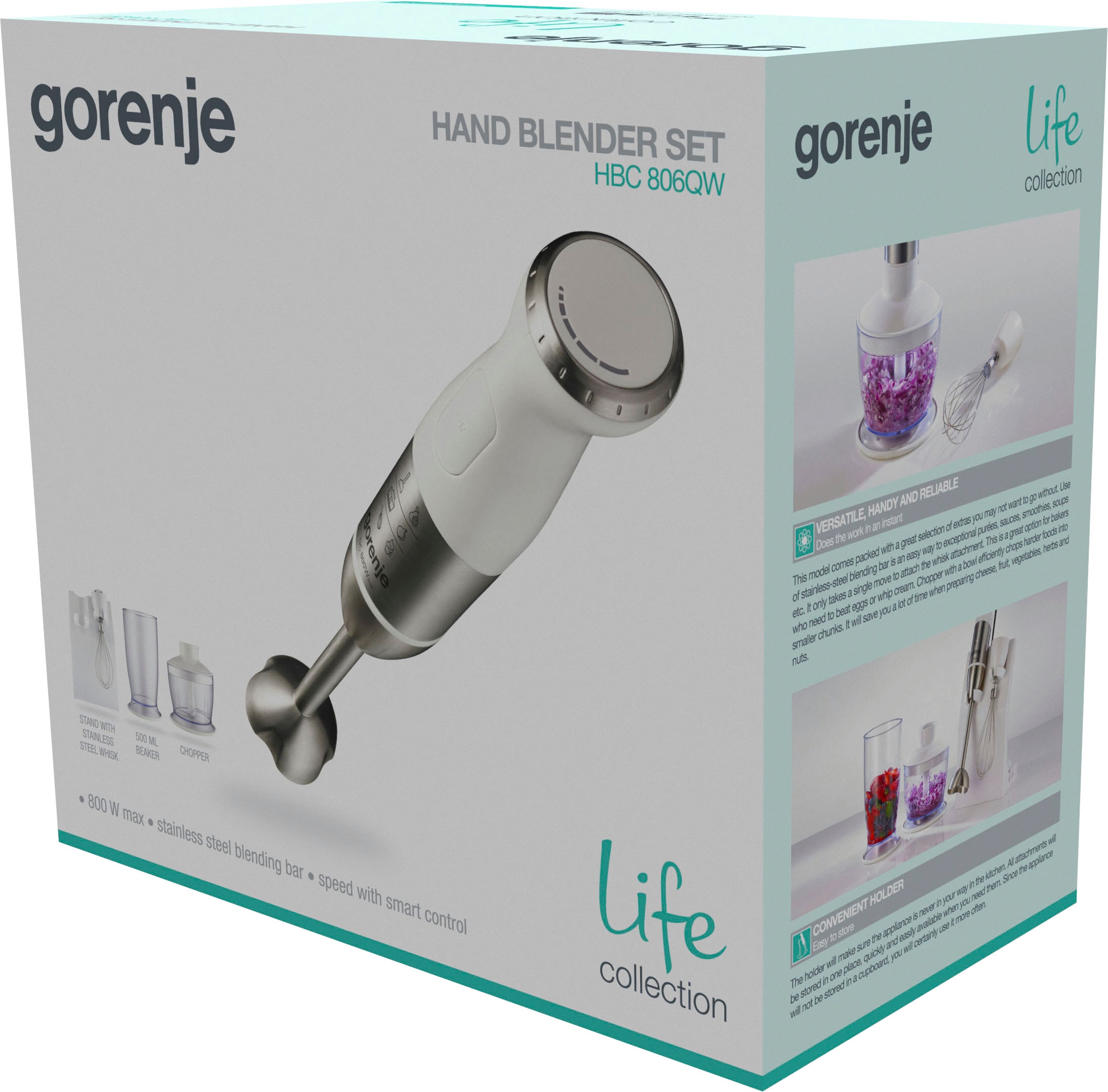GORENJE Stabmixer »HBC 806 QW«, 800 W, 800 Watt Leistung