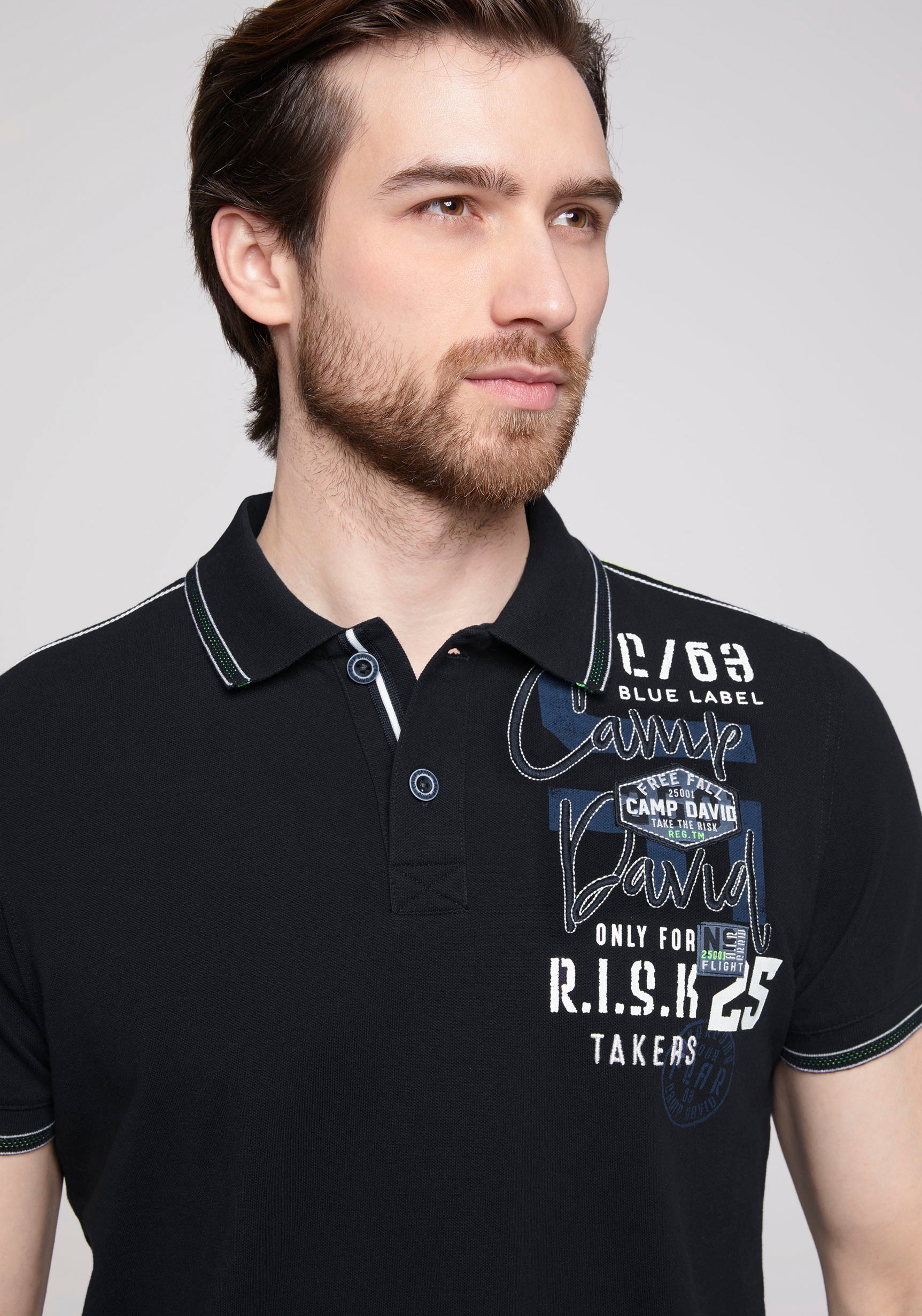 CAMP DAVID Poloshirt, mit Kontrastnähten auf den Schultern online bestellen  bei OTTO