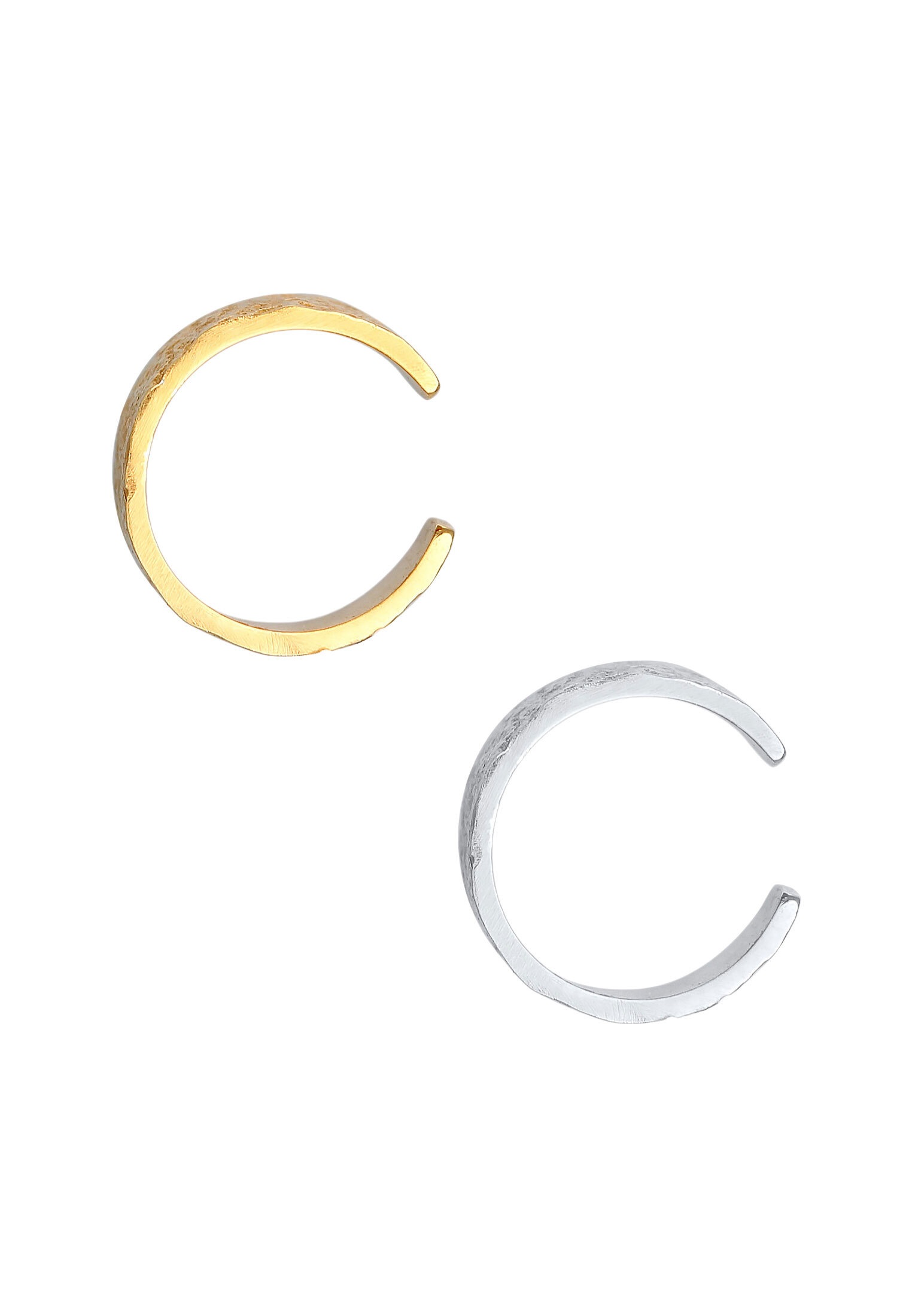 Elli Ohrklemmen-Set »Ohrringe Earcuff Set Breit Basic Strukturiert 925 Silber Bicolor«