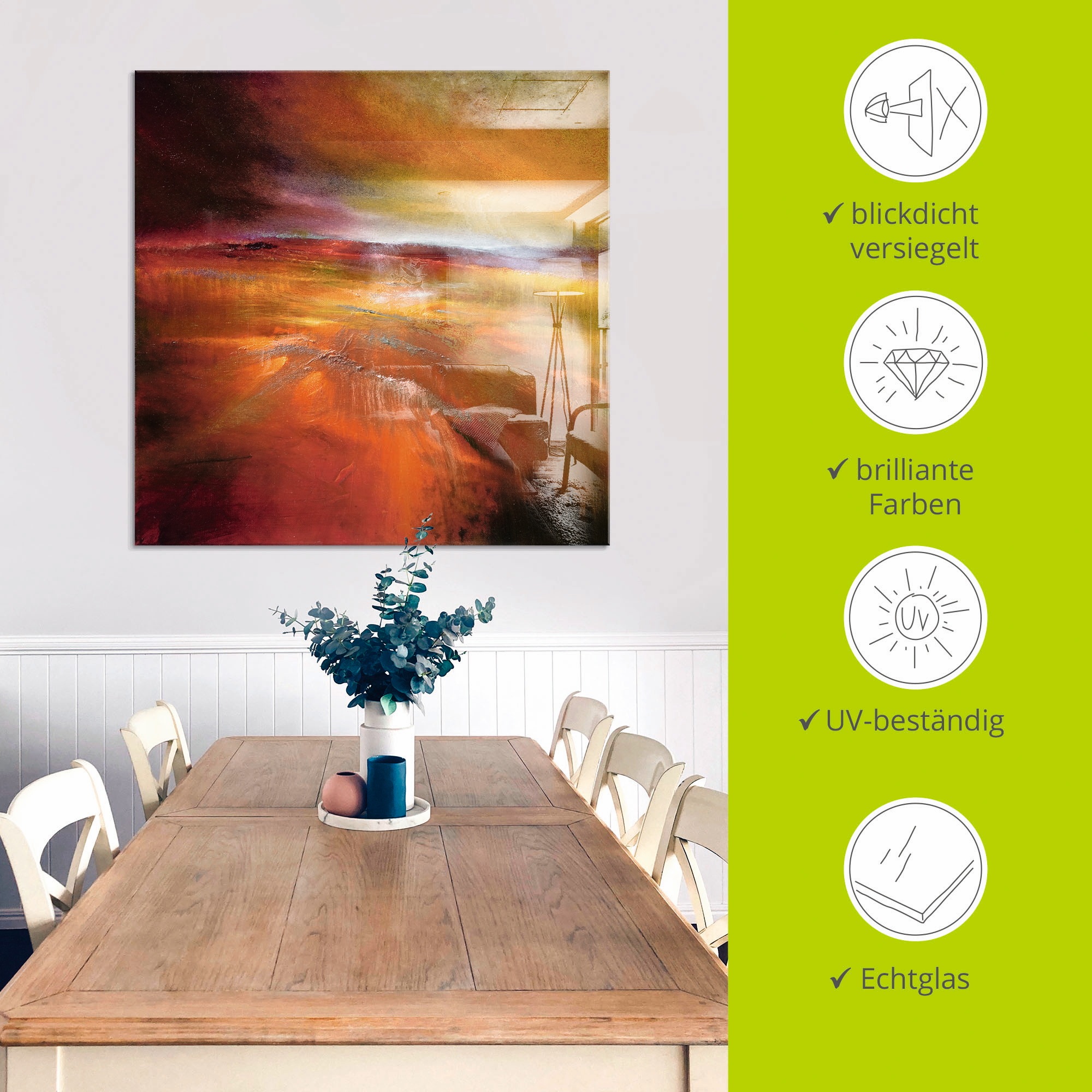 Artland Glasbild »Ernteland« Felder 1 Stk. tlg. in verschiedenen Größen