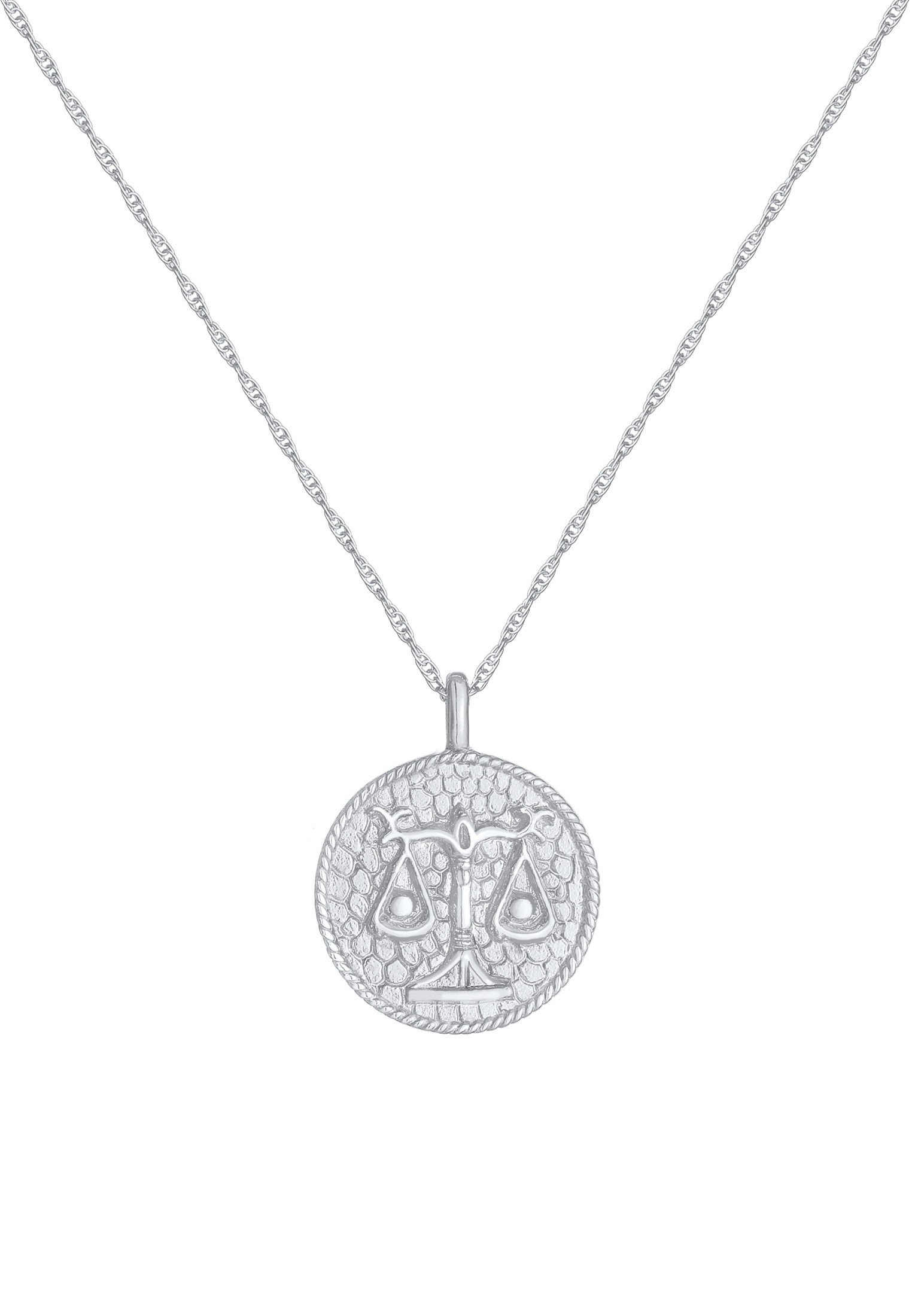 Elli Kette mit Anhänger »Halskette Sternzeichen Waage Astro Münze Antik 925 Silber«