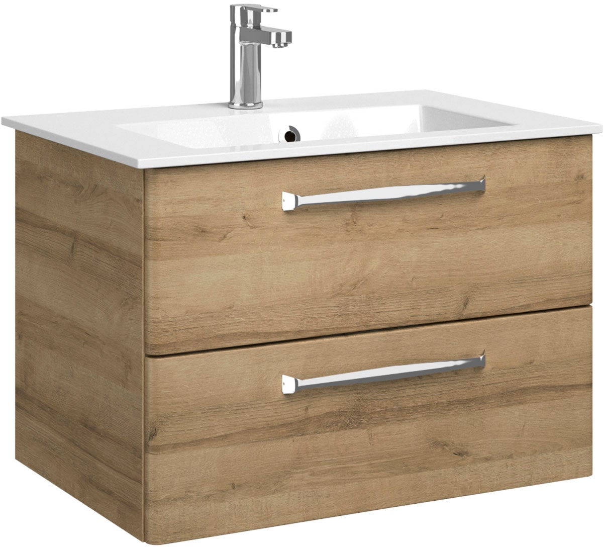 Saphir Badmöbel-Set »Trentino 2-tlg Mineralmarmor-Waschtisch,Spiegelschrank mit LED-Leuchte«, (3 St.), Badmöbel-Set 77cm breit, inkl. Türdämpfer, 3 Türen, 2 Auszügen