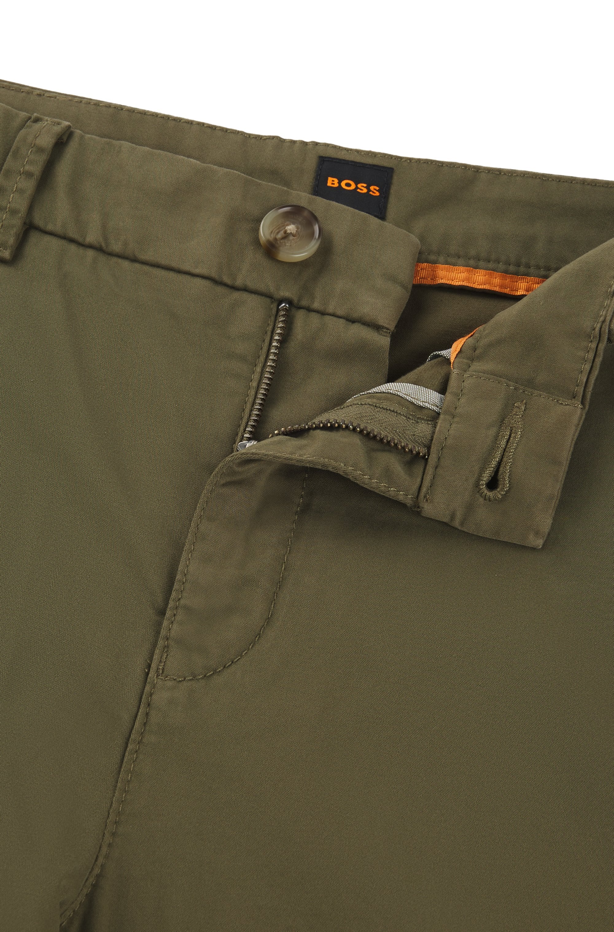 BOSS ORANGE Webhose »Tachini Premium Damenmode«, mit Leder-Brandlabel am hinteren Bundabschluss