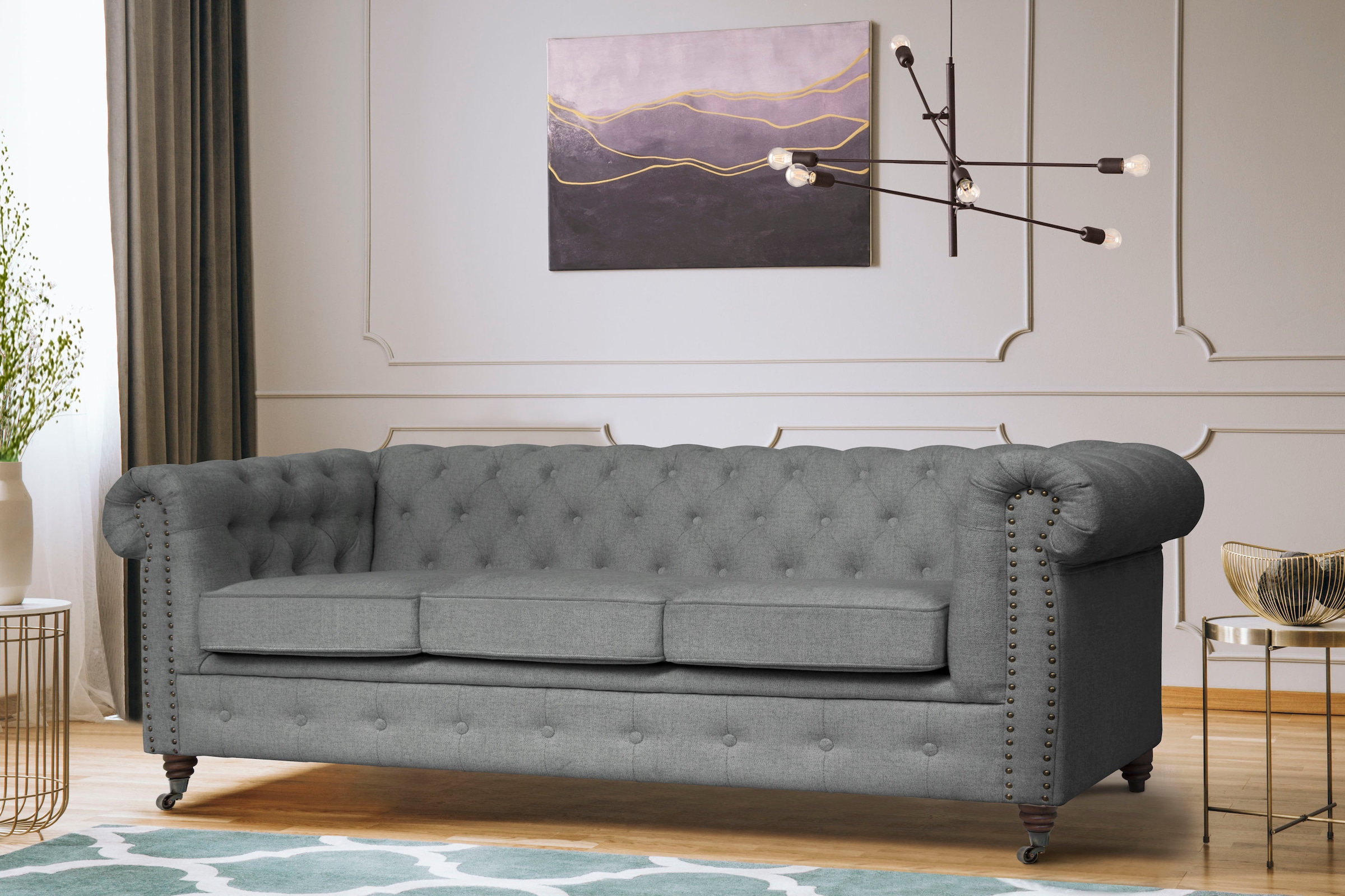 Home affaire Chesterfield-Sofa »Aarburg« aufwändige Knopfheftung und Ziernägel im Chesterfield-Design