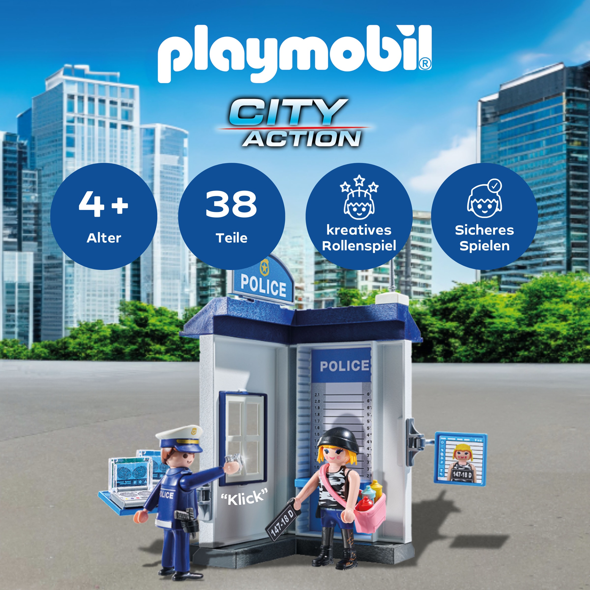 Playmobil® Konstruktions-Spielset »Polizei Ermittlungszimmer (71733), Playmobil Action Heroes«, (38 St.), Made in Europe