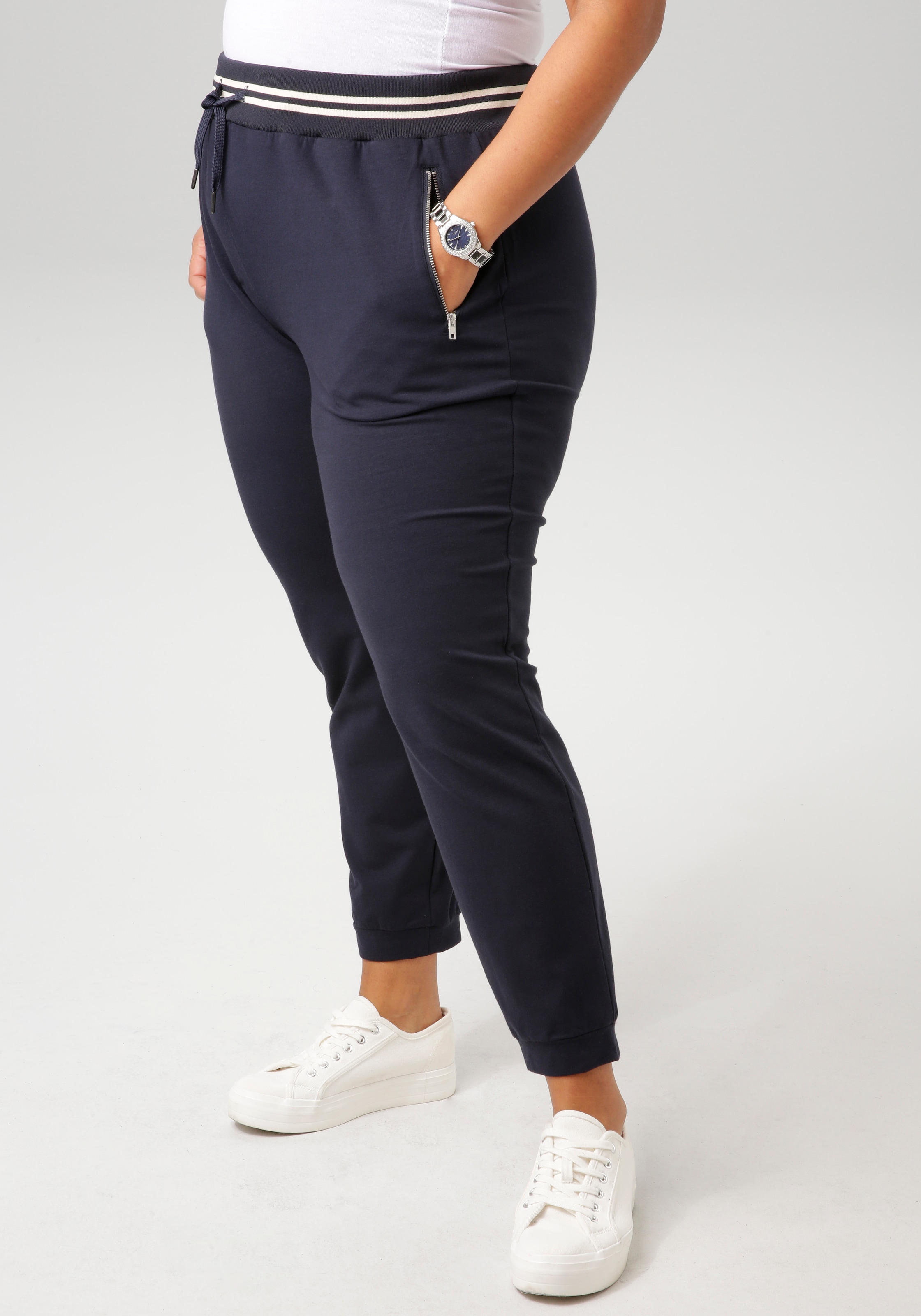 Aniston PLUS Schlupfhose, Mit Reißverschlusstaschen