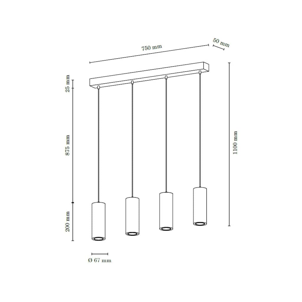 SPOT Light Pendelleuchte »PIPE«, 4 flammig-flammig