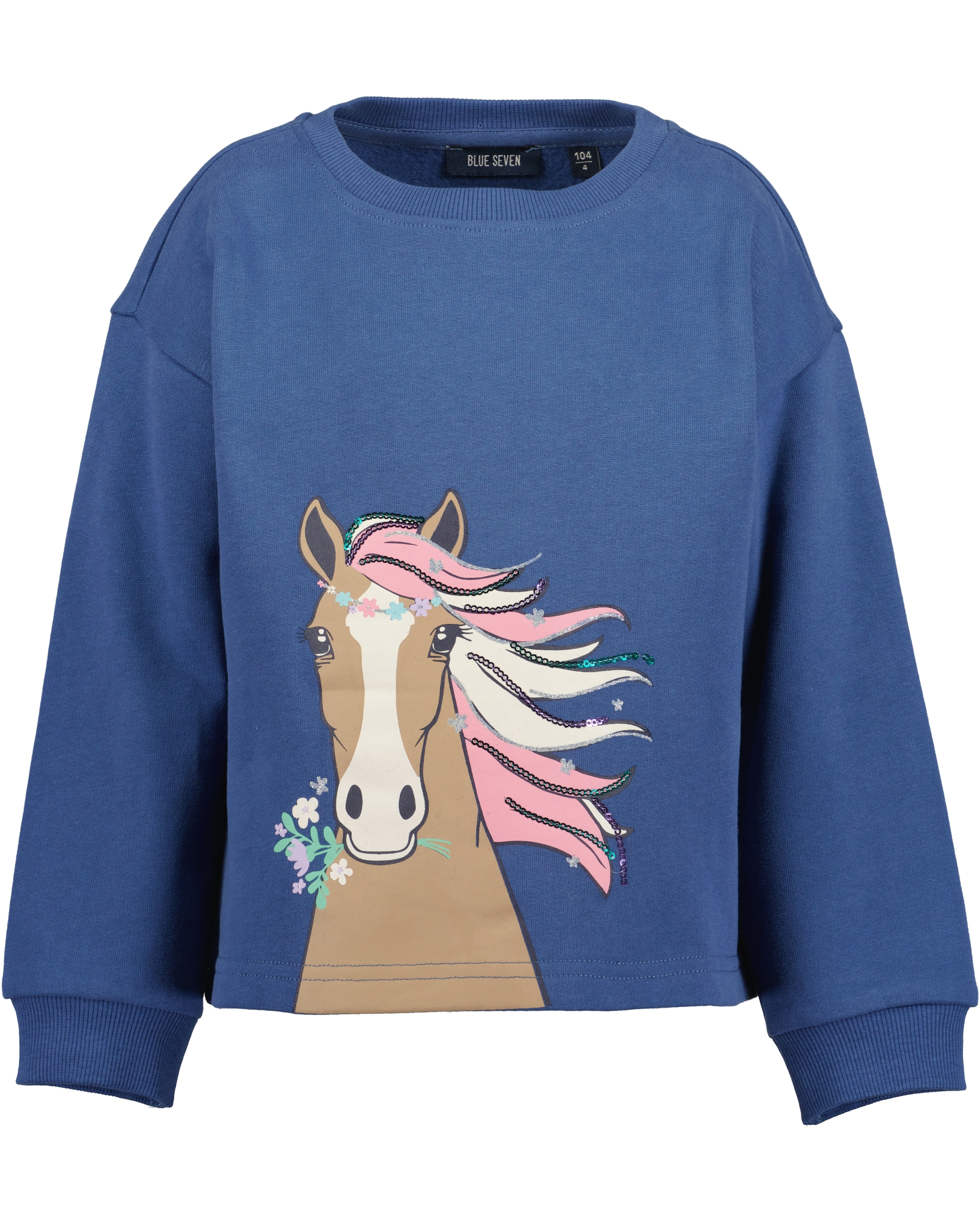 Blue Seven Sweatshirt , Baumwolle, mit Glitzerdruck und Paillettendetail
