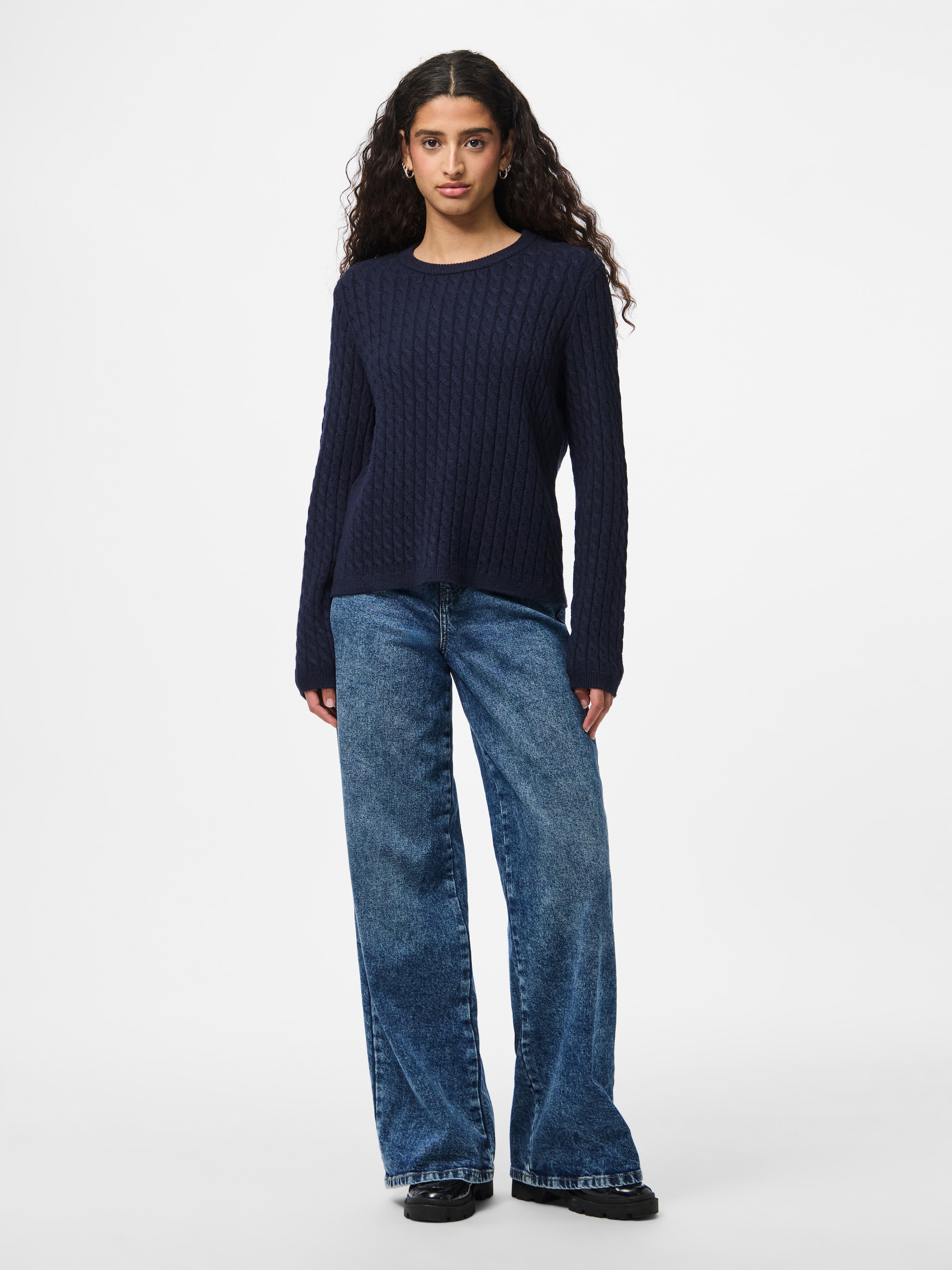 pieces Strickpullover »PCFIA LS CABLE KNIT NOOS BC«