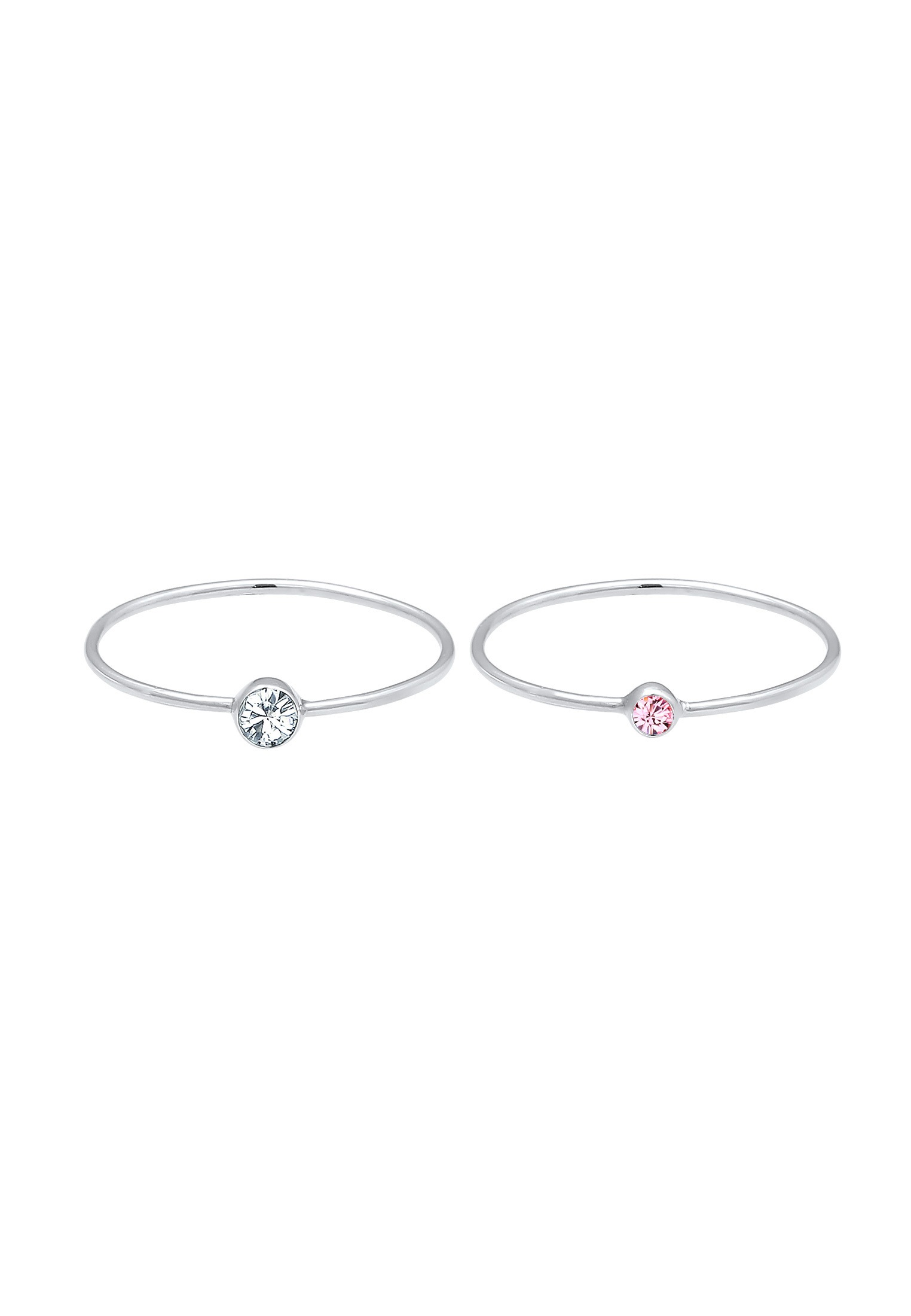 Elli Ring-Set »Ring Solitär Kristalle (2 tlg) 925 Silber«